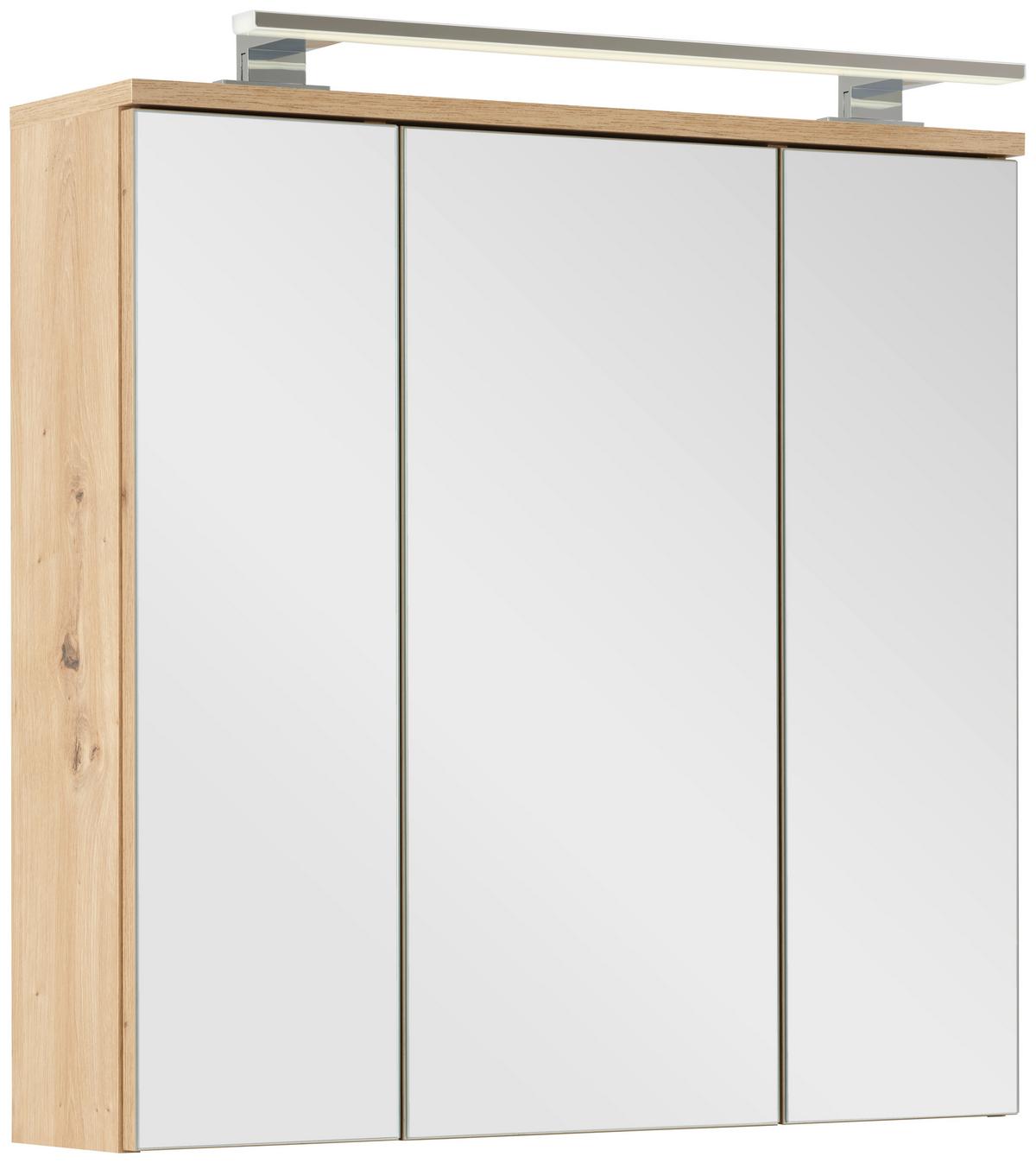 Spiegelschrank Giga B: 70 Cm Eichefarben - Eiche Artisan, MODERN, Glas/Holzwerkstoff (70/70/19cm)