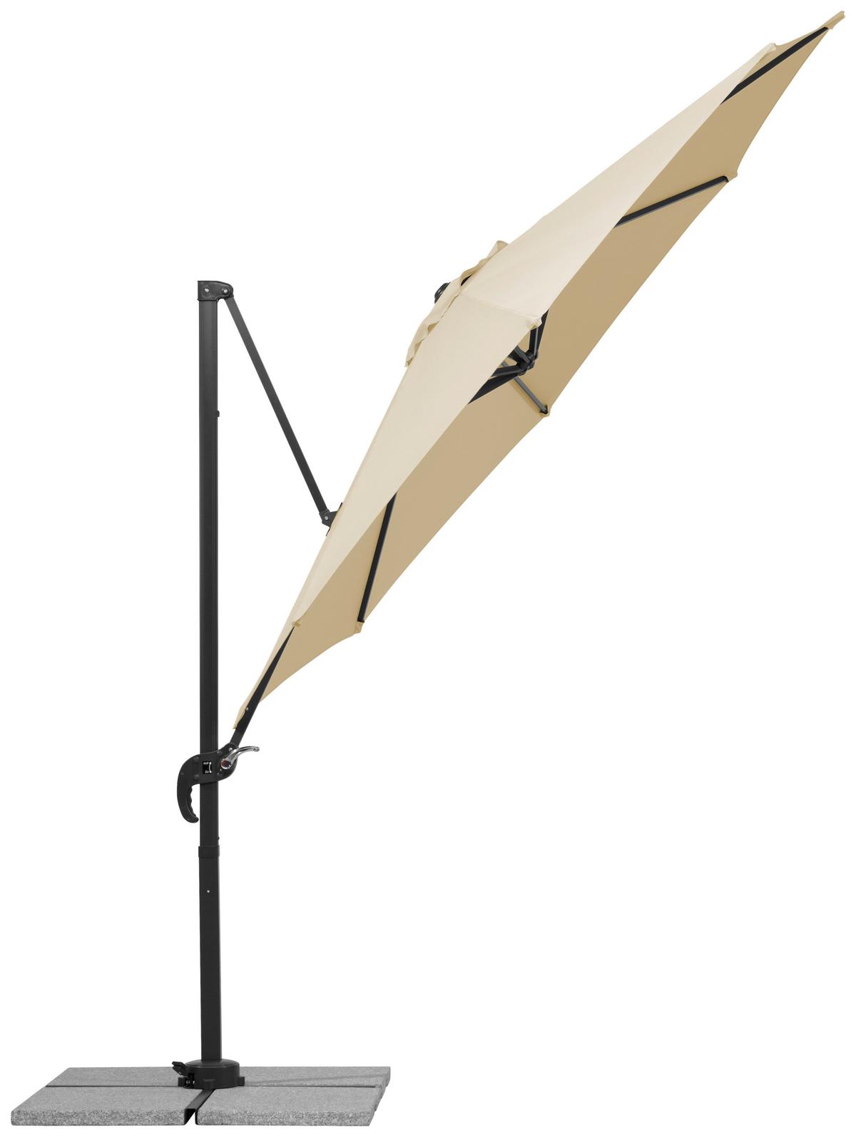 Ampelschirm Rhodos Junior BxHxT: 352x244x300 cm Naturfarben - Anthrazit/Naturfarben, Basics, Textil/Metall (352/244/300cm) - Schneider