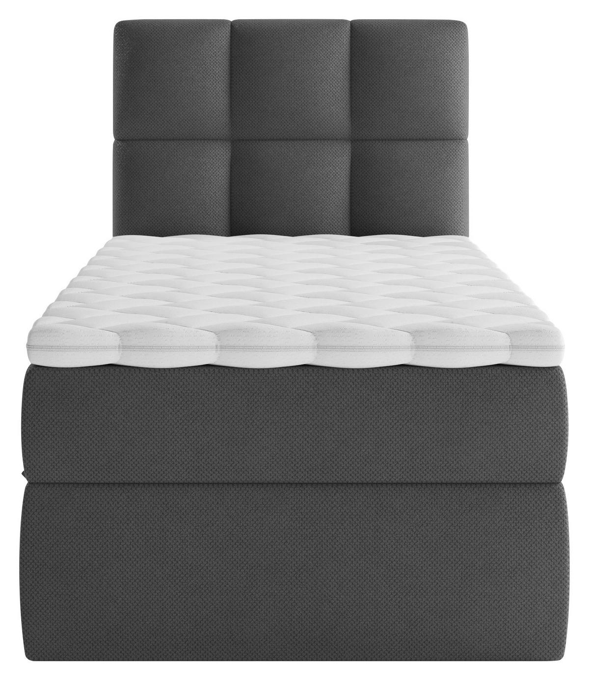 Boxbett Mit Topper & Bettkasten 90x200 Polly - Anthrazit/Schwarz, MODERN, Holz/Holzwerkstoff (90/200cm) - MID.YOU