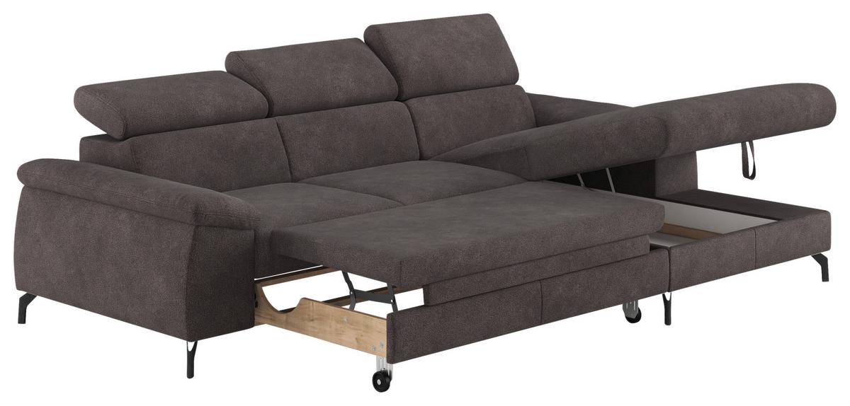Ecksofa Kitty Anthrazit S. 244x166 cm - Anthrazit/Schwarz, Design, Textil (244/166cm) - Livetastic