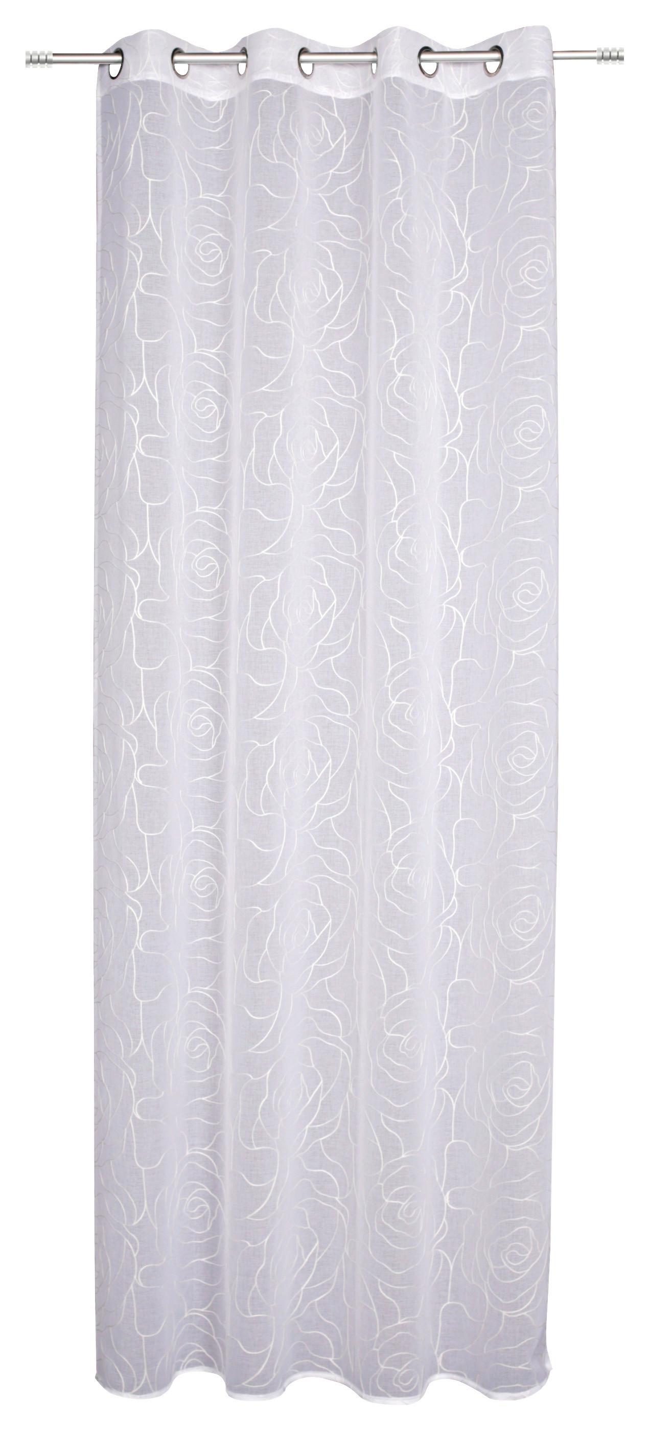 Vorhang Mit Ösen Laurena 140x245 cm Weiß - Weiß, MODERN, Textil (140/245cm) - Luca Bessoni