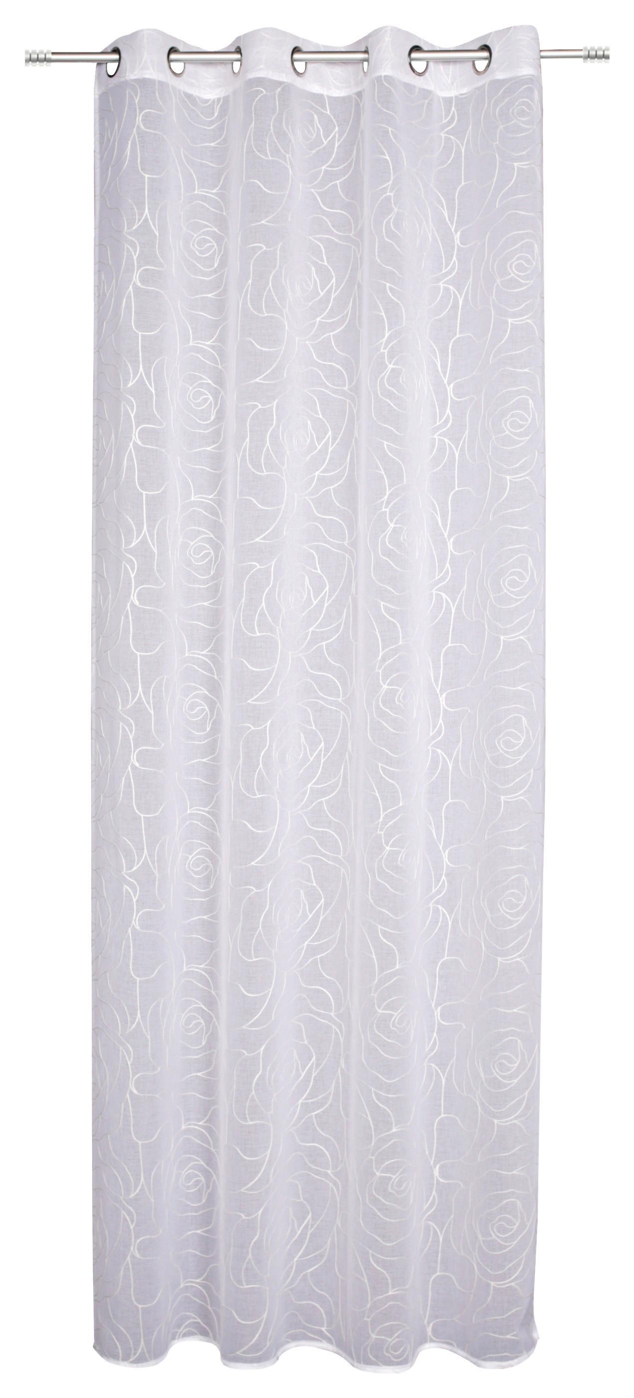 Vorhang Mit Ösen Laurena 140x245 cm Weiß - Weiß, MODERN, Textil (140/245cm) - Luca Bessoni