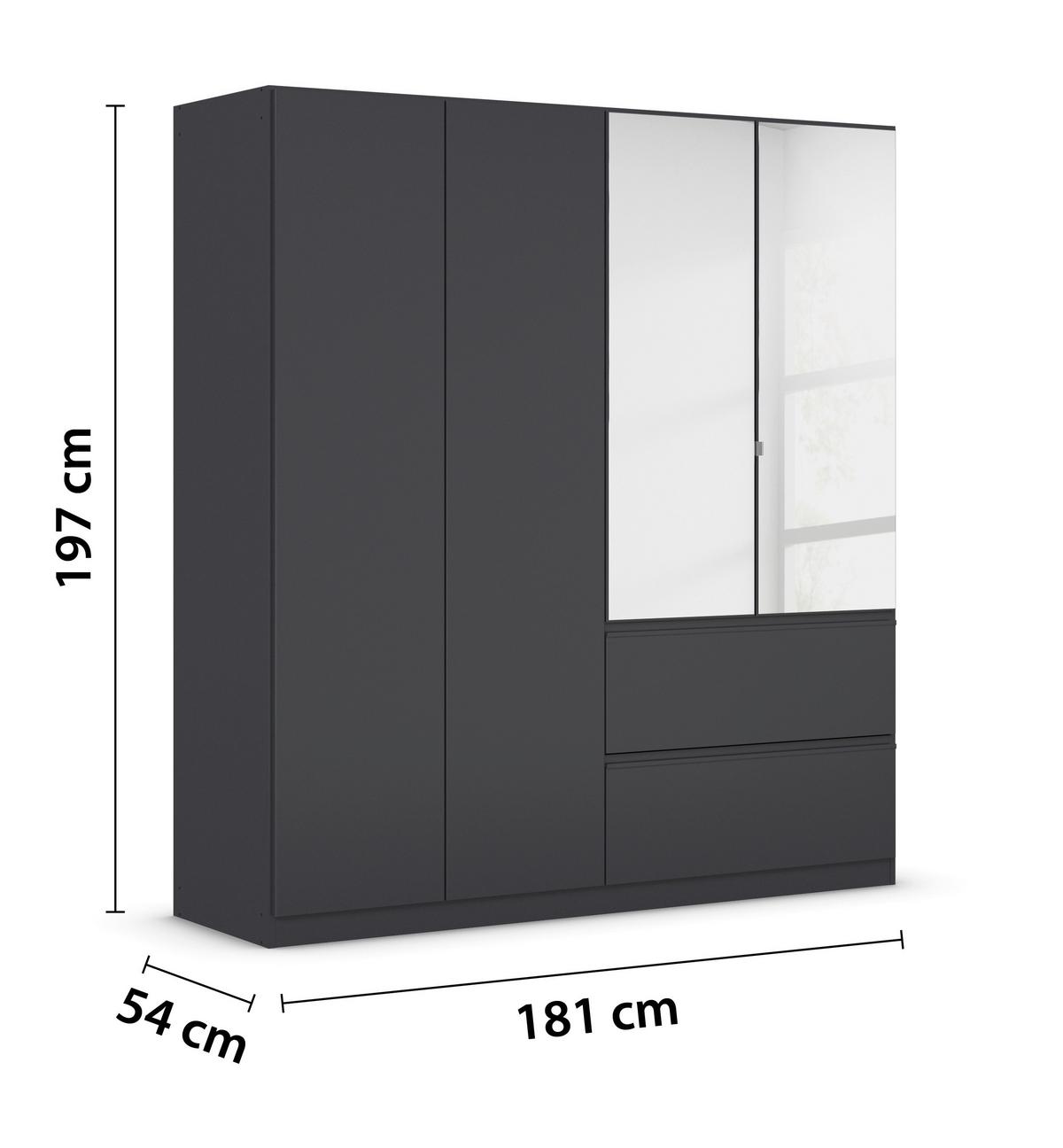 Drehtürenschrank Costa Grau B: 181 cm - Grau, MODERN, Holzwerkstoff (181/197/54cm) - Rauch Möbel