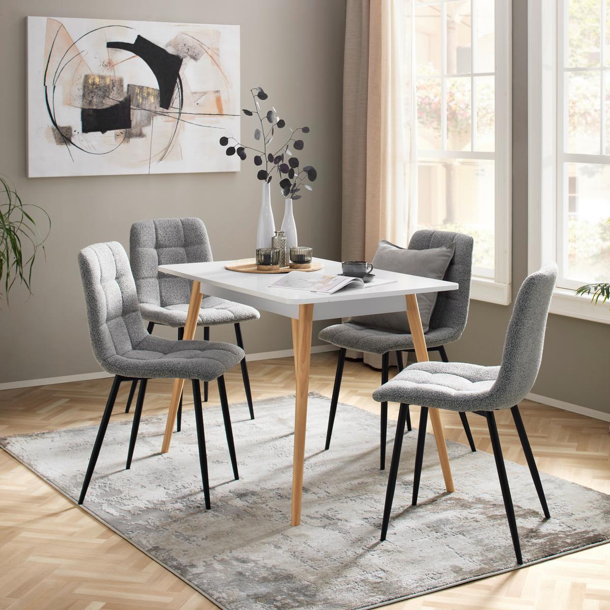 Jedálenský stôl 110 - biela/prírodná farba, Modern, drevo/kompozitné drevo (110/76/70cm) - Based