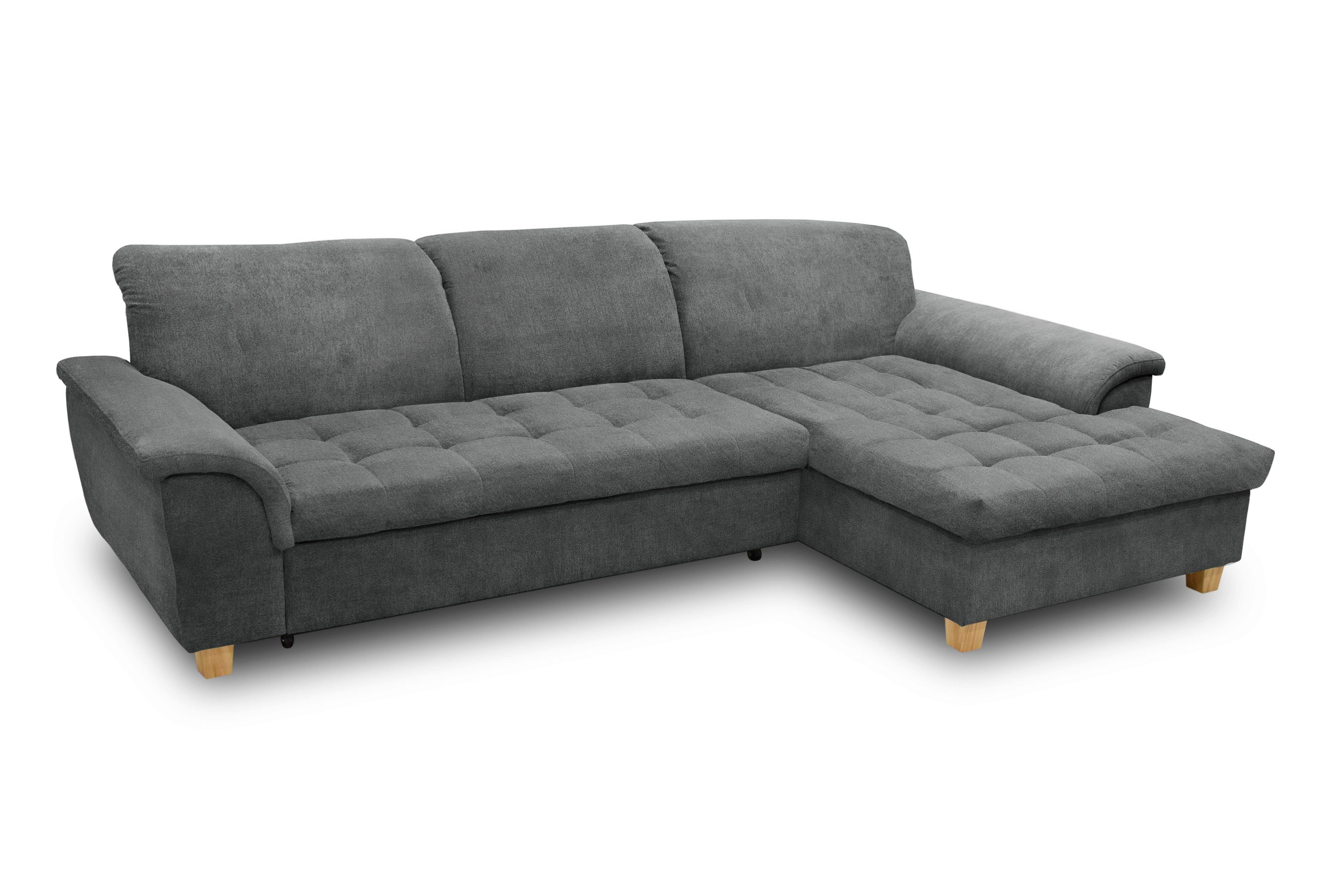 Ecksofa Mit Schlaffunktion Franzi Dunkelgrau - Eichefarben/Dunkelgrau, KONVENTIONELL, Textil (279/170cm) - MID.YOU