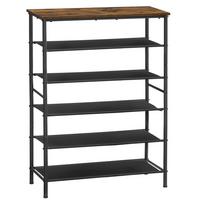 Schuhregal Shoe Rack - Schwarz/Braun, MODERN, Holzwerkstoff/Textil (75/91/30cm) - MID.YOU
