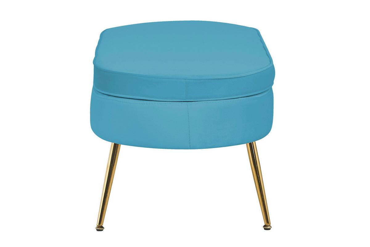 Hocker Blau B: 99 Cm - Blau/Goldfarben, MODERN, Textil (99/40/44cm) - Livetastic