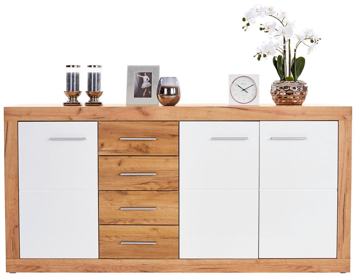 Kommode B 178,6cm Malta, Kraft Eiche Dekor/Weiß - Eichefarben/Weiß, MODERN, Holzwerkstoff (178,6/86/39,9cm)