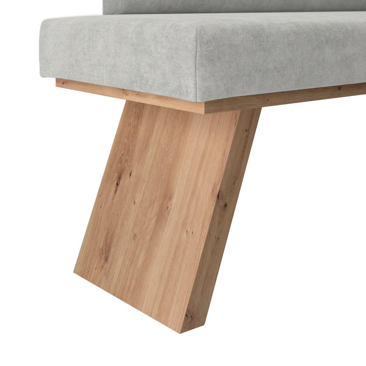 Eckbank Emma Ii Webstoff Hellgrau, B: 185 Cm - Eichefarben/Hellgrau, KONVENTIONELL, Holzwerkstoff/Textil (185/150cm)