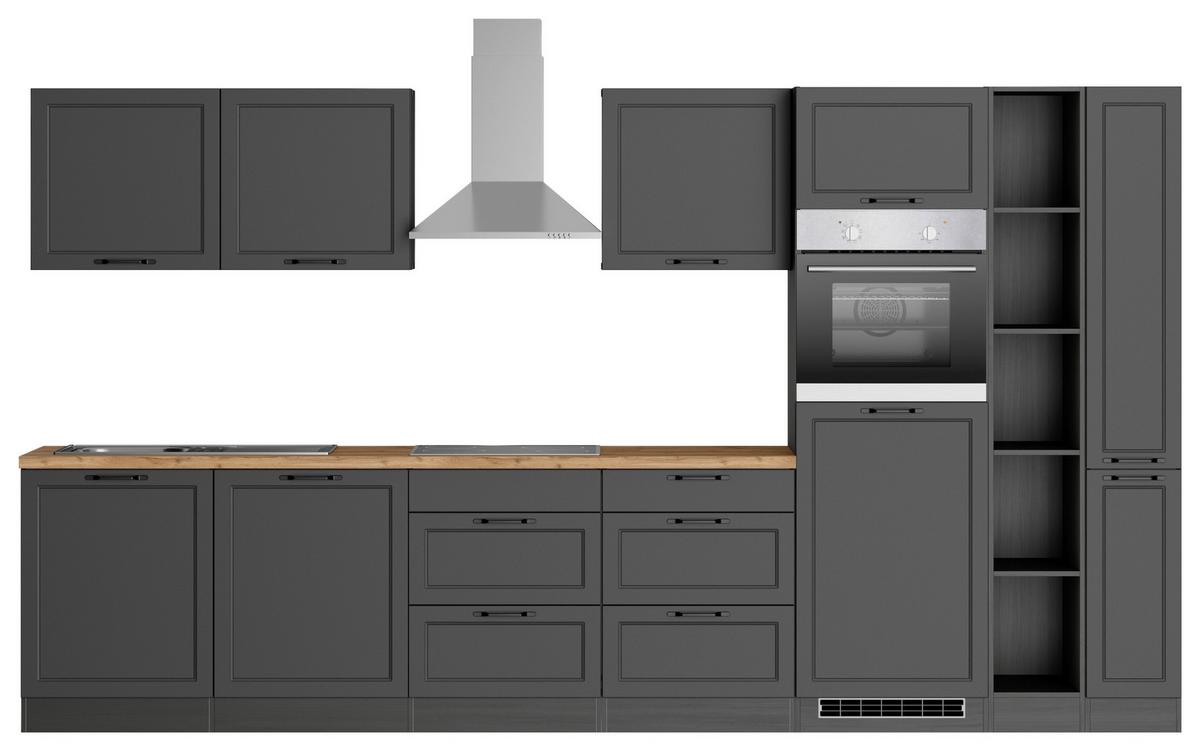 Küchenzeile Meran Mit Geräten B: 360 Cm Grau/eiche Dekor - Eiche Wotan/Grau, LIFESTYLE, Holzwerkstoff (360cm) - Held