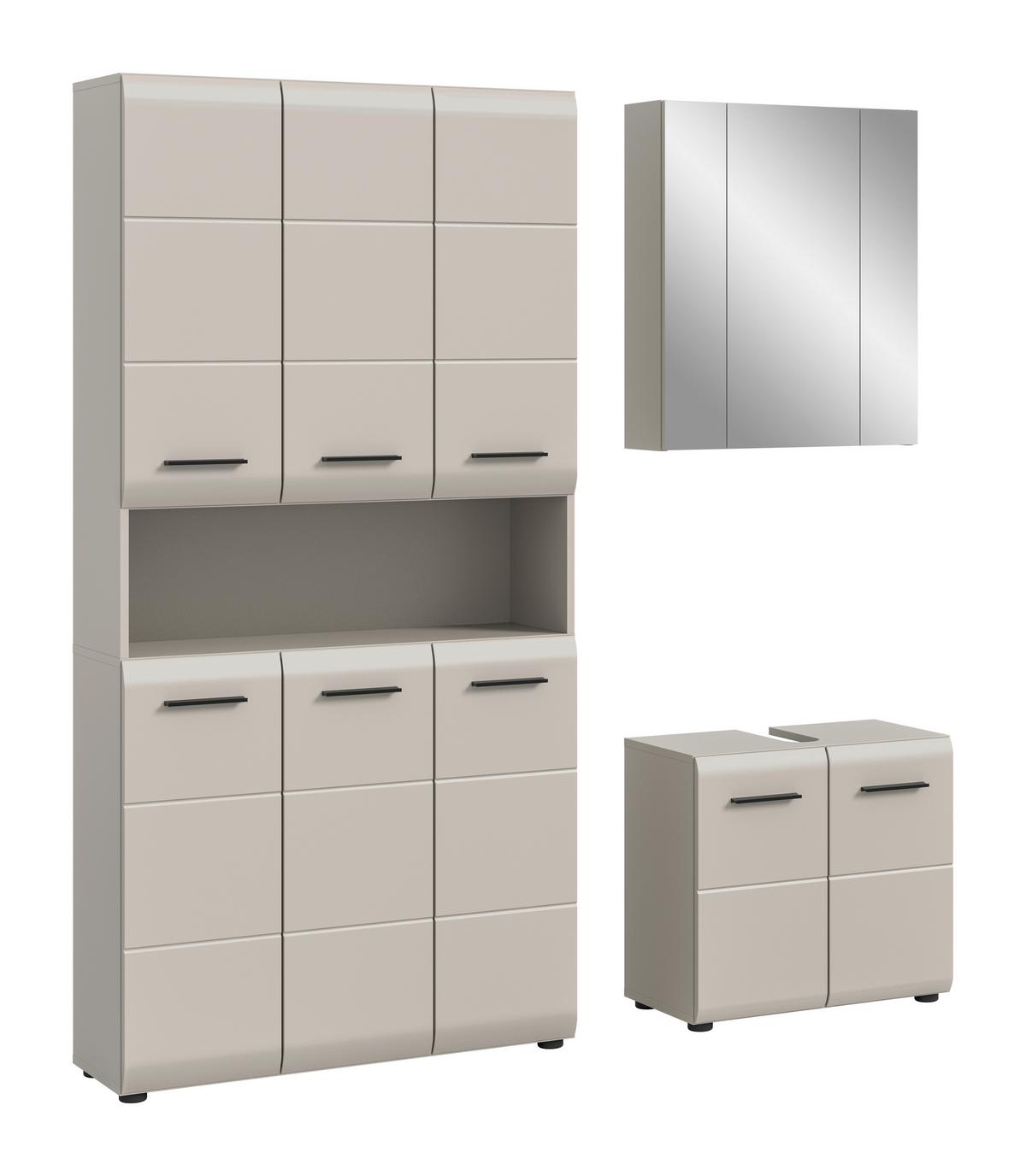 Badezimmer Ice Kaschmir B: 150cm - Kaschmir/Schwarz, Trend, Glas/Holzwerkstoff (150cm) - MID.YOU