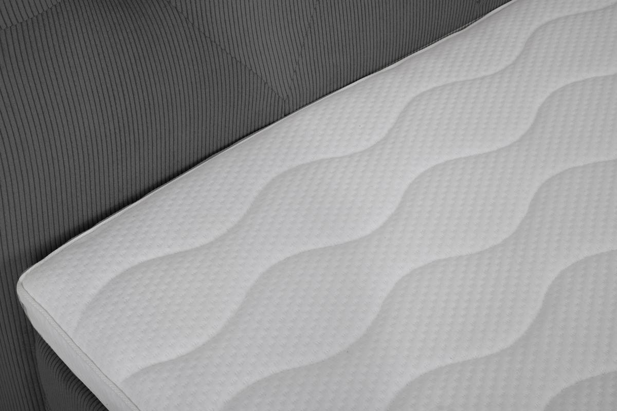 Boxspringbett Mit Topper + Matratze 180x200 Cm Paula - Dunkelgrau/Alufarben, MODERN, Textil (180/200cm) - Livetastic