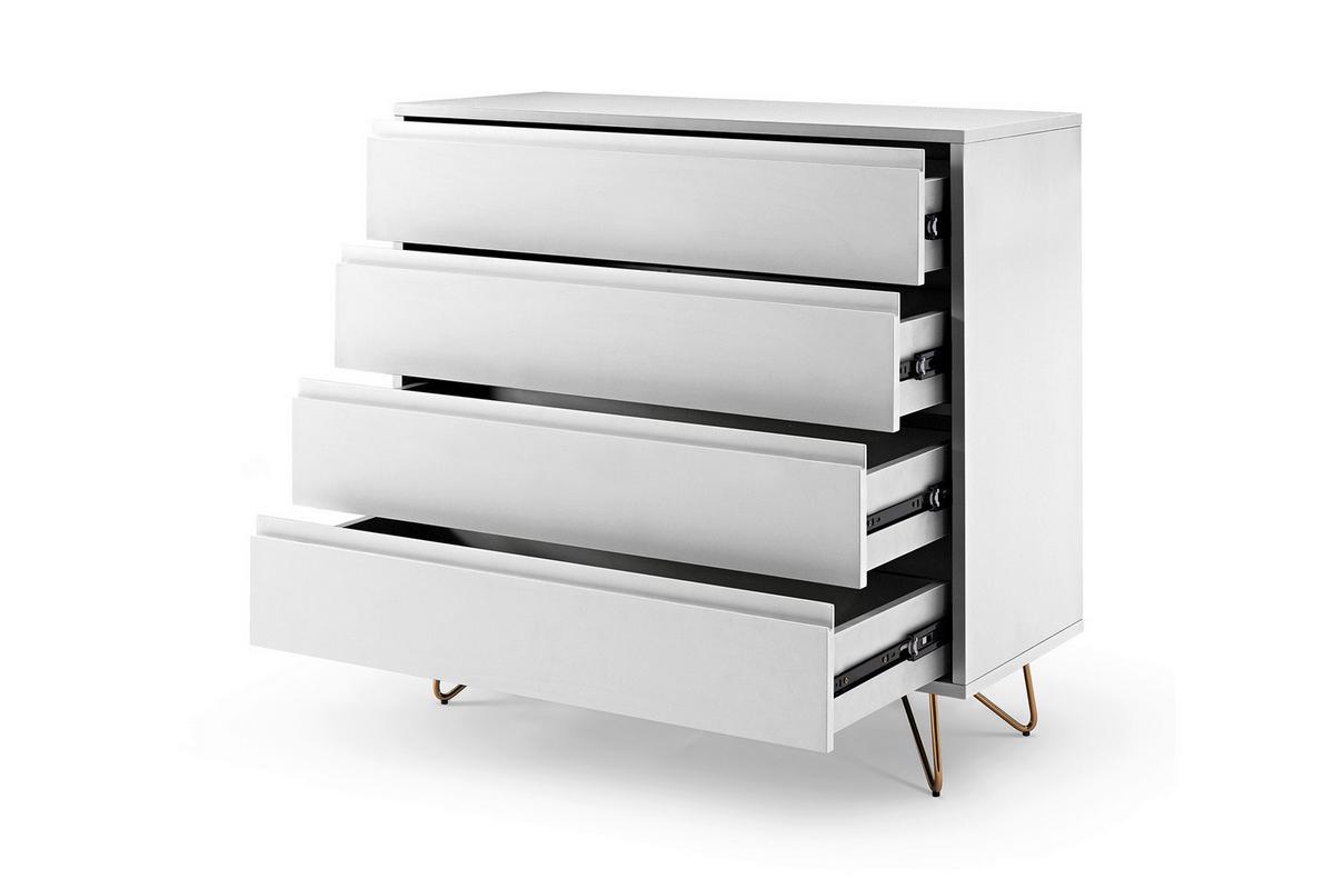 Kommode Weiß B: 90cm - Messingfarben/Weiß, Design, Holzwerkstoff (90/90/40cm) - Livetastic