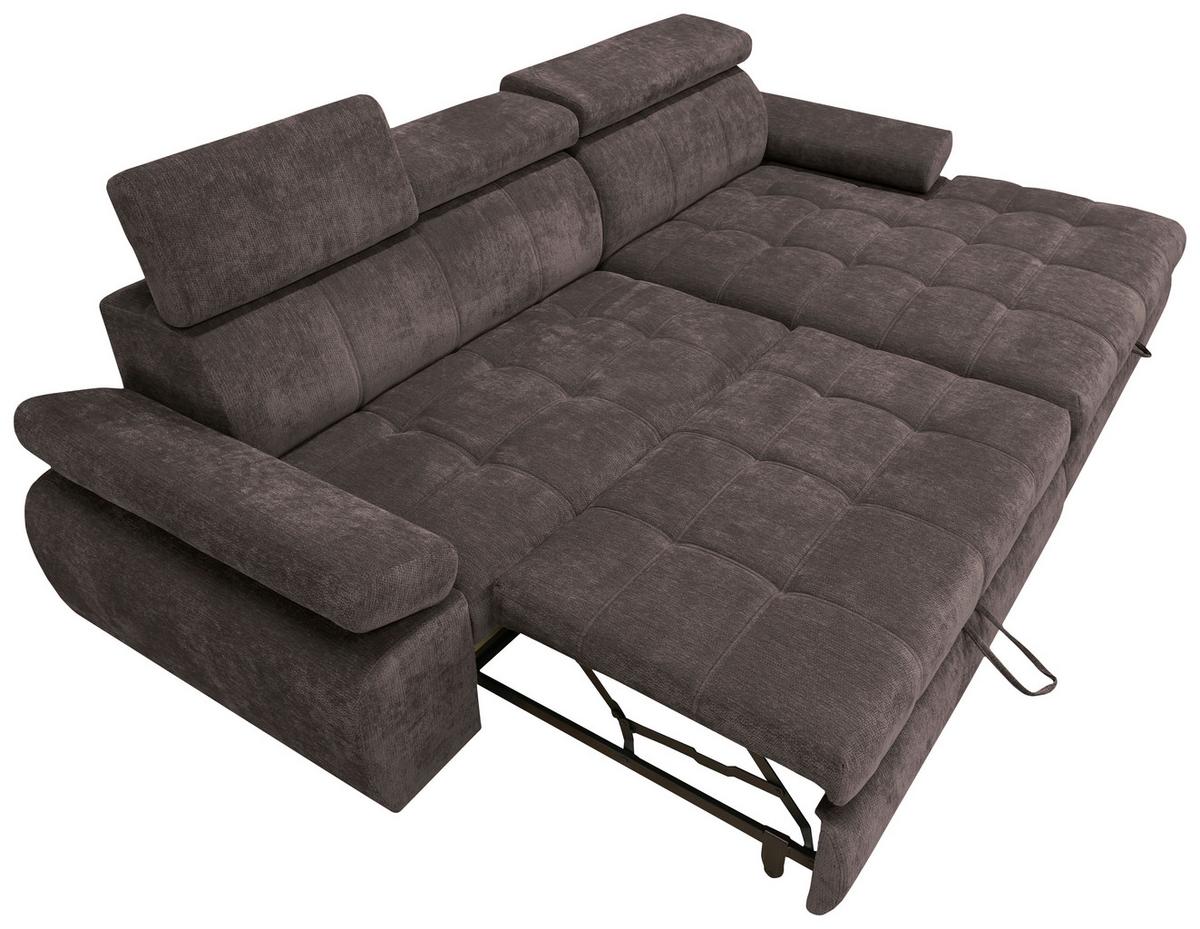 Rohová sedačka VEGAS, pravá, tmavě hnědá žinylka - tmavě hnědá/černá, Design, dřevo/textil (294/173cm)
