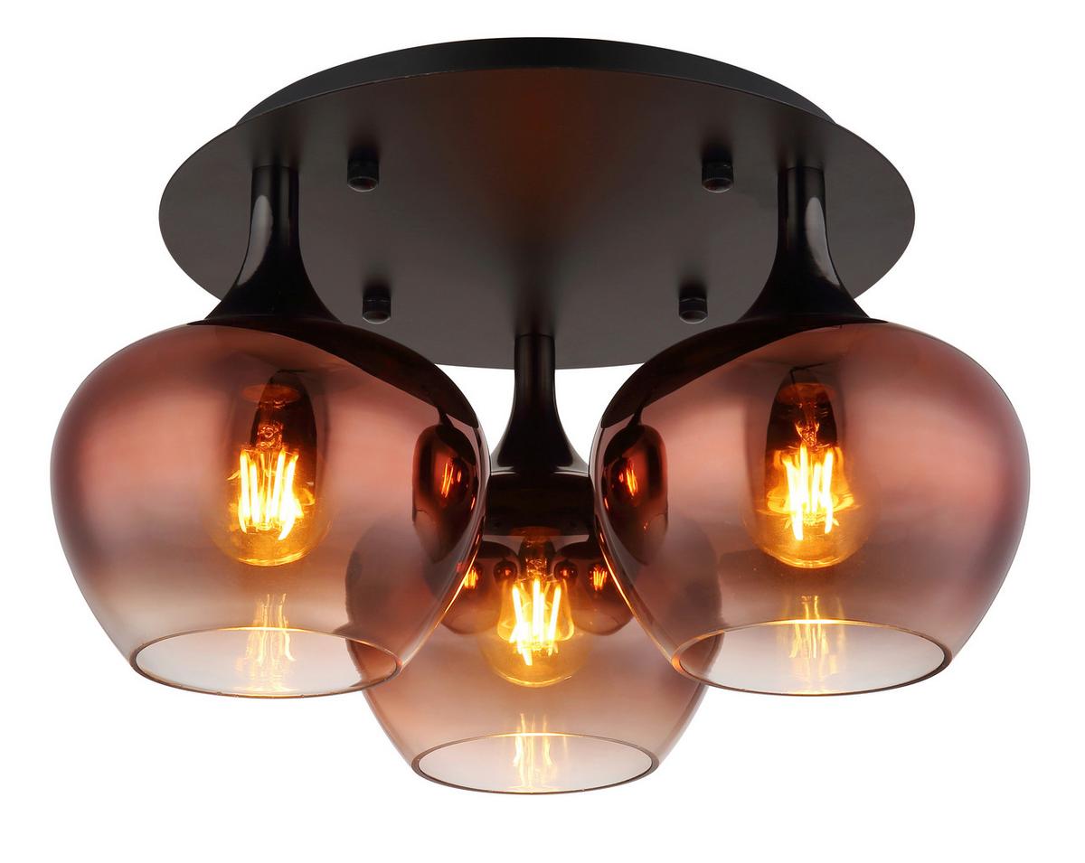 Deckenleuchte Exkl. 3xe27, 40w - Klar/Schwarzchrom, Basics, Glas/Metall (45/25,5cm) - Globo