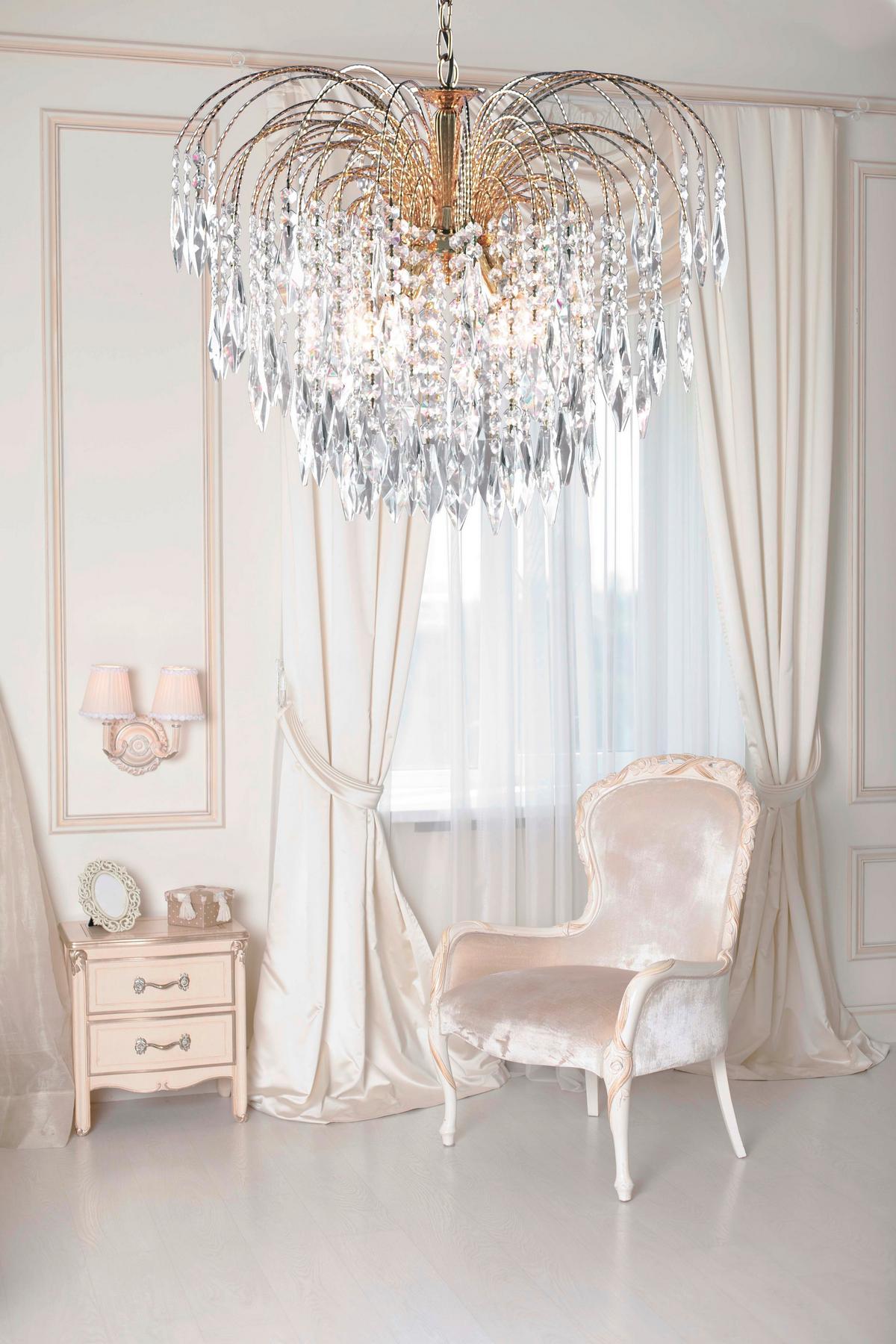 Kristály Függőlámpa 5175-5 Waterfall - aranyszínű, Design, üveg/fém (53/98cm)