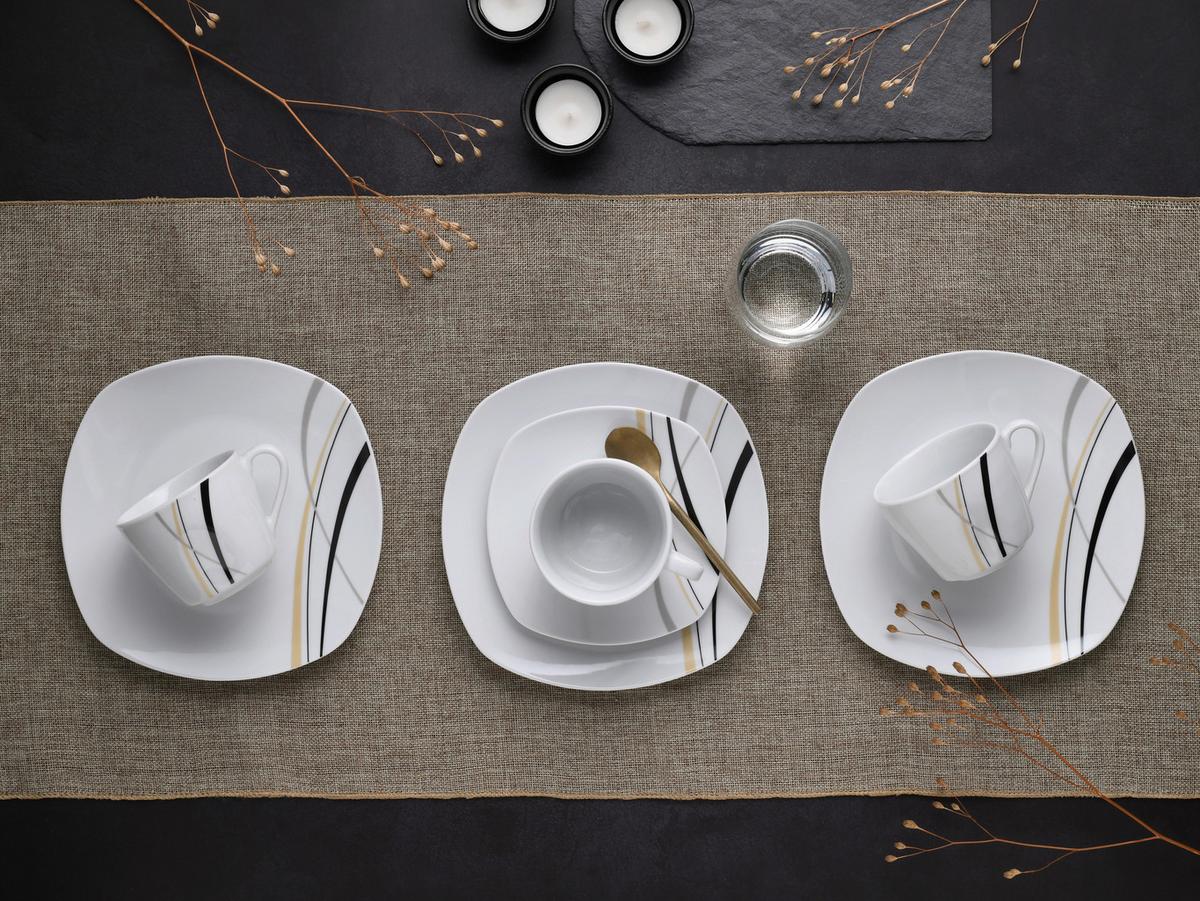 Kaffeeservice Square City Line 18--Teilig., Weiß - Weiß, Trend, Keramik - Creatable