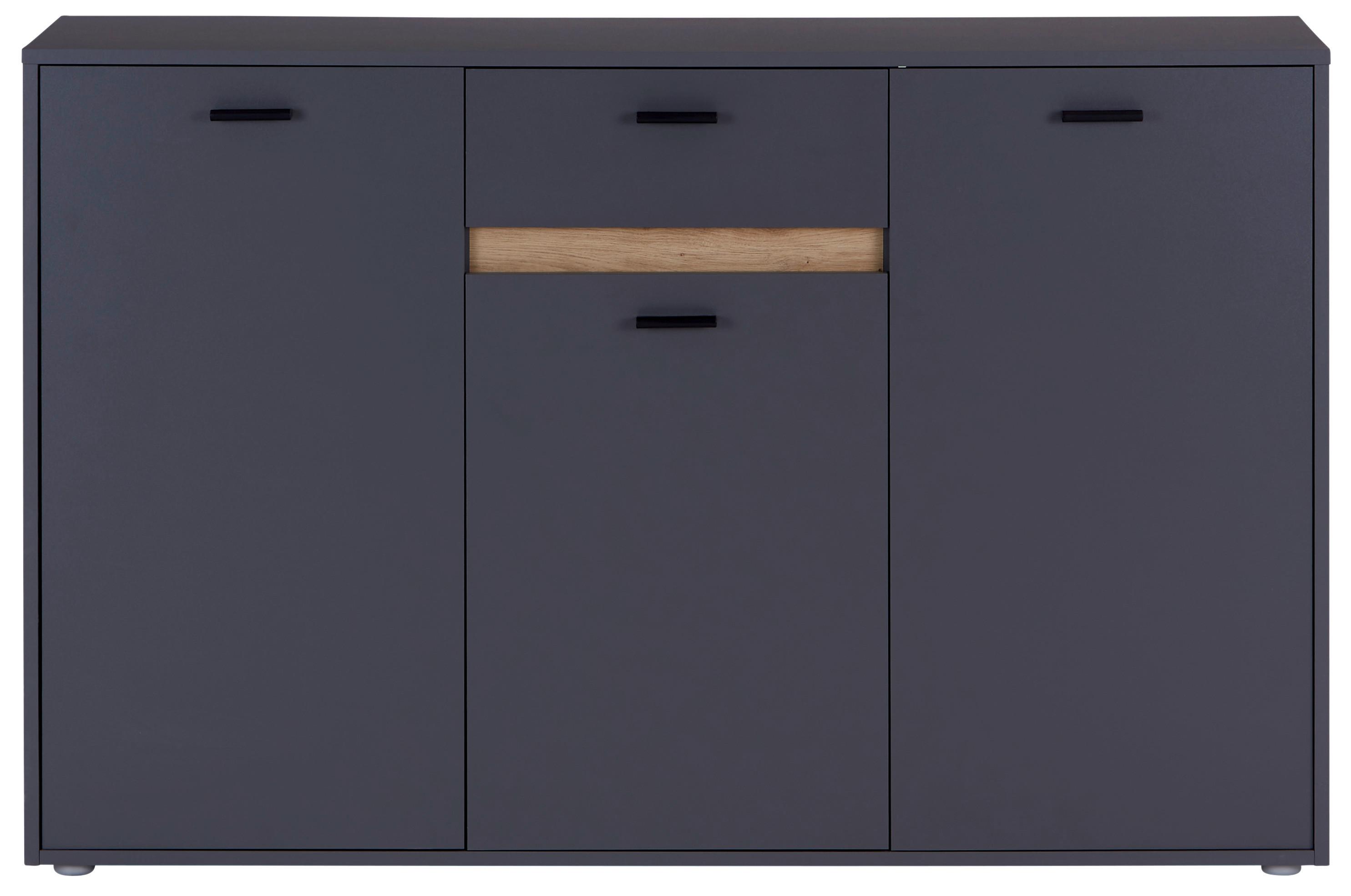 Kommode mit Bügelgriff B: 138,4 cm Slot 3t Dunkelgrau - Dunkelgrau, MODERN, Holzwerkstoff (138,4/90/40cm)
