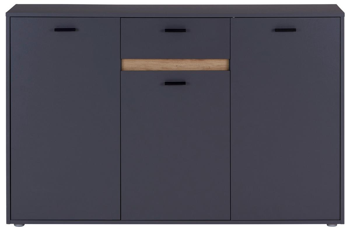 Kommode mit Bügelgriff B: 138,4 cm Slot 3t Dunkelgrau - Dunkelgrau, MODERN, Holzwerkstoff (138,4/90/40cm)