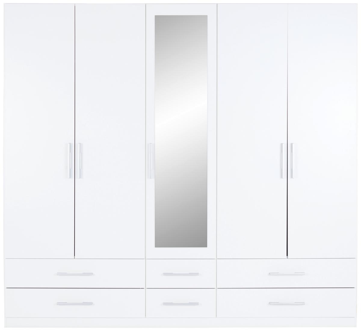 Drehtürenschrank Mit Spiegel 226cm Herford Alpinweiß Dekor - Weiß, MODERN, Glas/Holzwerkstoff (226/210/54cm)