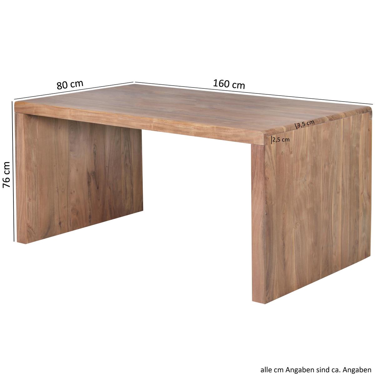 Schreibtisch B 80cm H 76cm Akazie Akaziefarben - Akaziefarben, Design, Holz (160/80/76cm) - MID.YOU