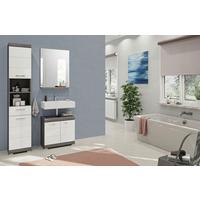 Badmöbel-set 3-tlg. Scout B: 97 Cm Weiß/anthrazit Dekor - Weiß Hochglanz/Anthrazit, MODERN, Holzwerkstoff/Kunststoff (97cm) - MID.YOU