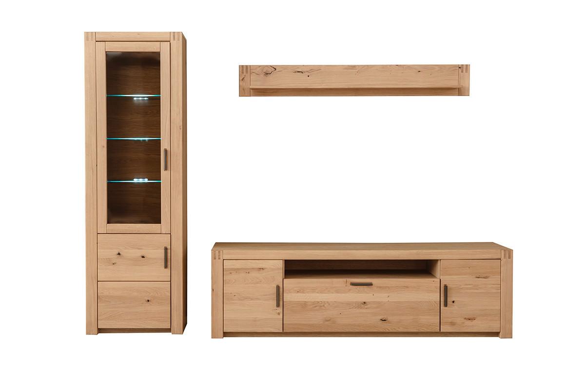 Wohnwand Prag - Eichefarben, Design, Glas/Holz (283/203/50cm)