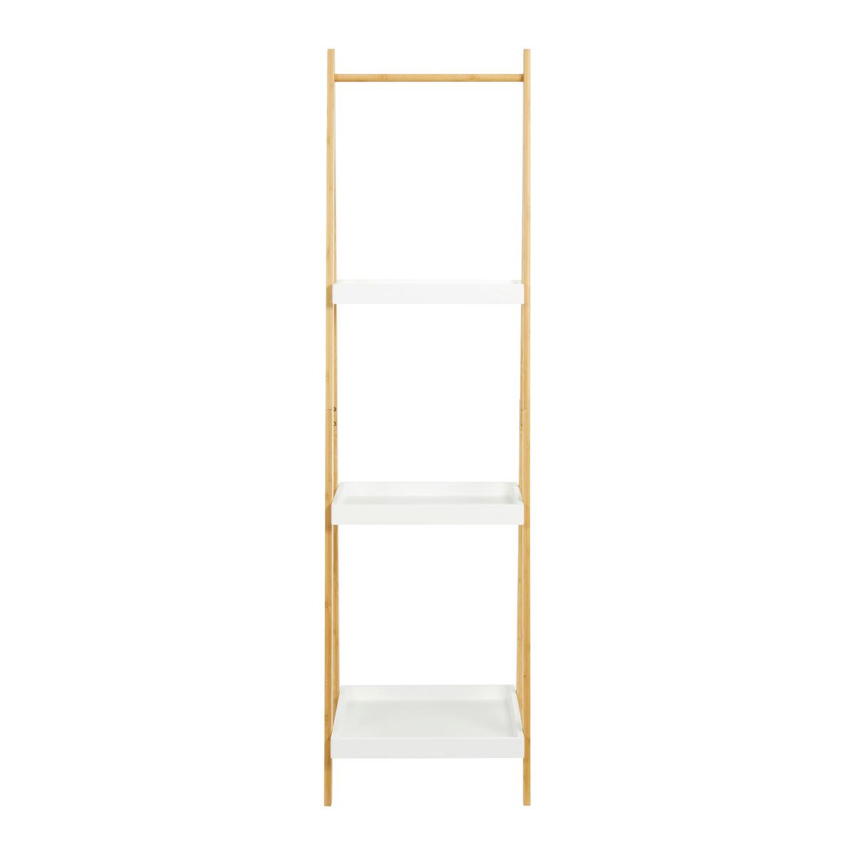 Regál z bambusu Mirela - biela/prírodná farba, Modern, kompozitné drevo/prírodné materiály (43/160/40cm) - Bessagi Home