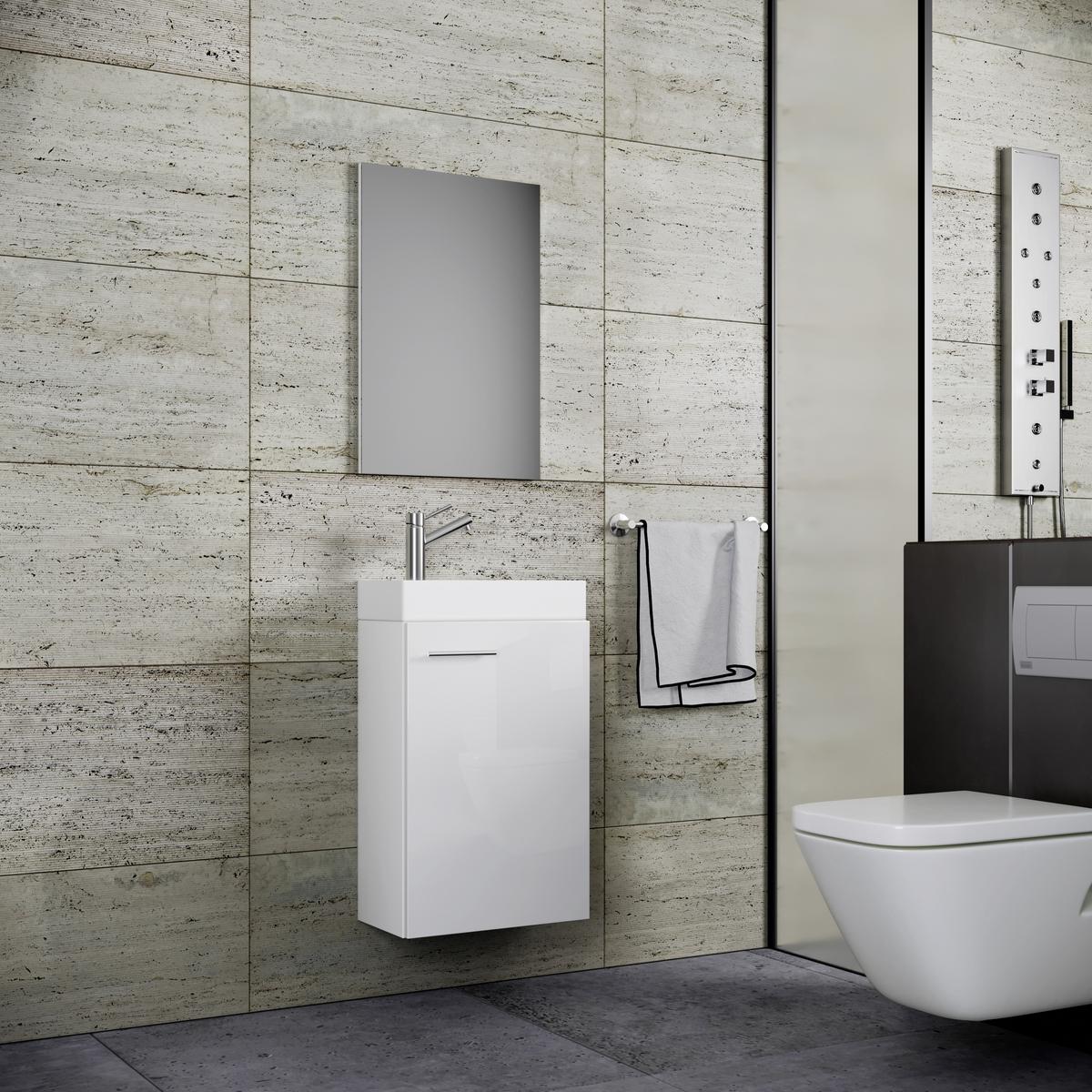 Badmöbel-set Gäste Wc 3-tlg. Slito B: 41 Cm Weiß - Weiß, KONVENTIONELL, Keramik/Holzwerkstoff (41cm) - MID.YOU