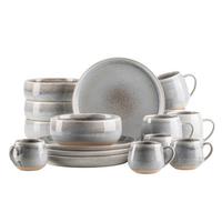 Frühstüvksservicest 16 -Teilig. Steinzeug, Grau/Beige - Beige/Grau, Basics, Keramik - Mäser