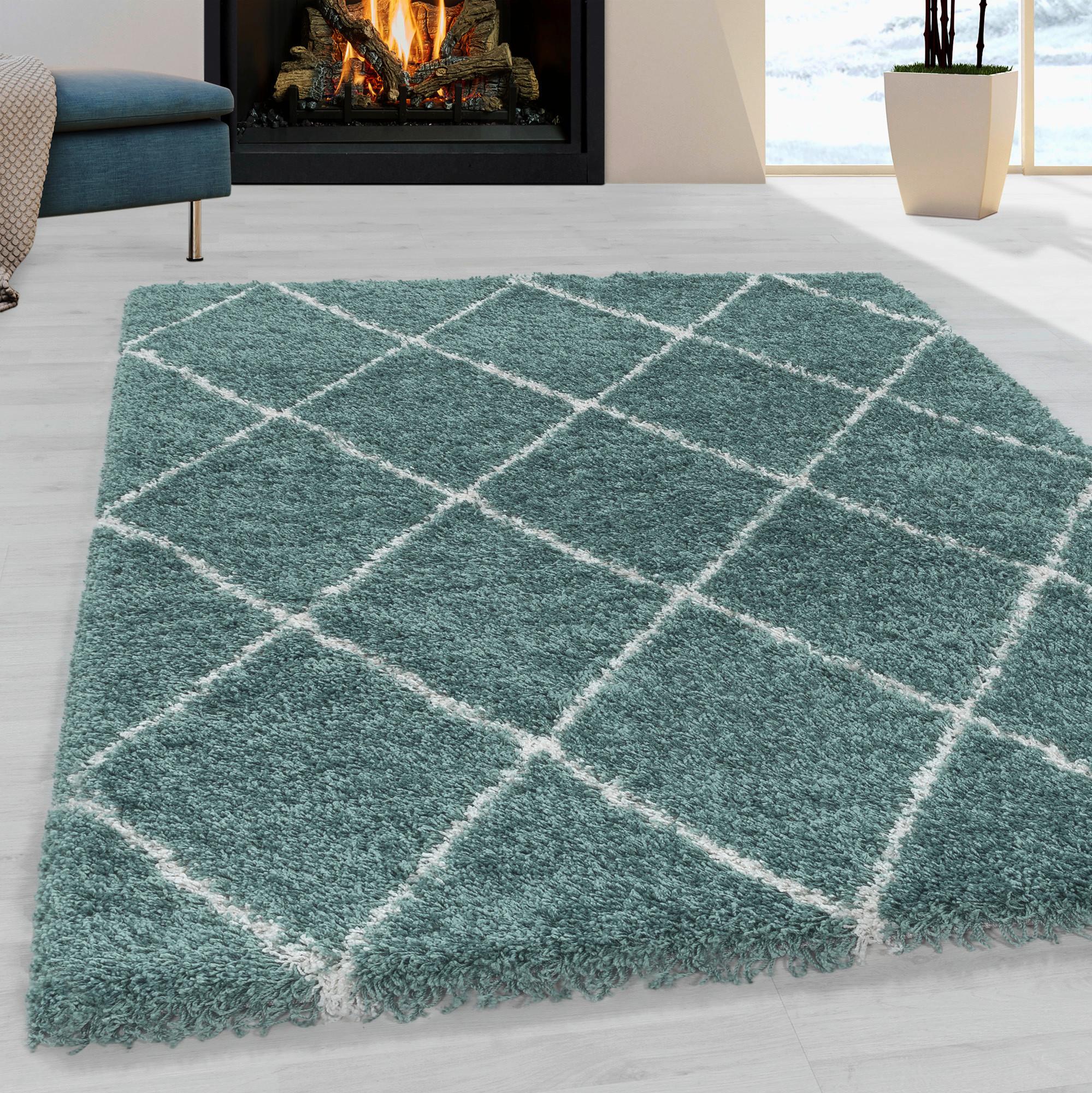 Hochflor Teppich Blau Alvor 140x200 cm - Blau, Basics, Textil (140/200cm)
