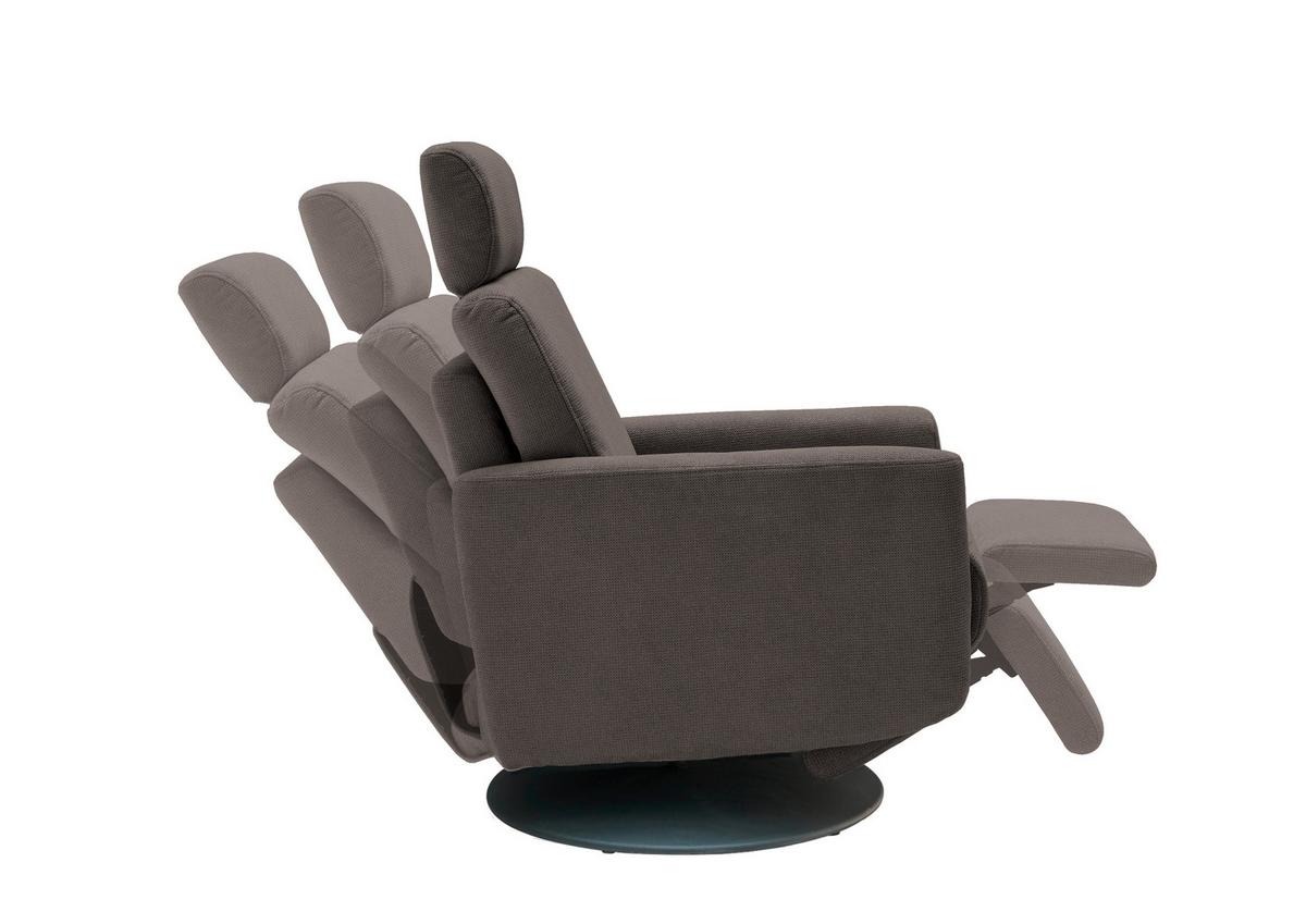 Relaxsessel Centrale T: 87-154 Cm, Graubraun - Graubraun/Schwarz, MODERN, Textil (77/105/87-154cm) - Livetastic