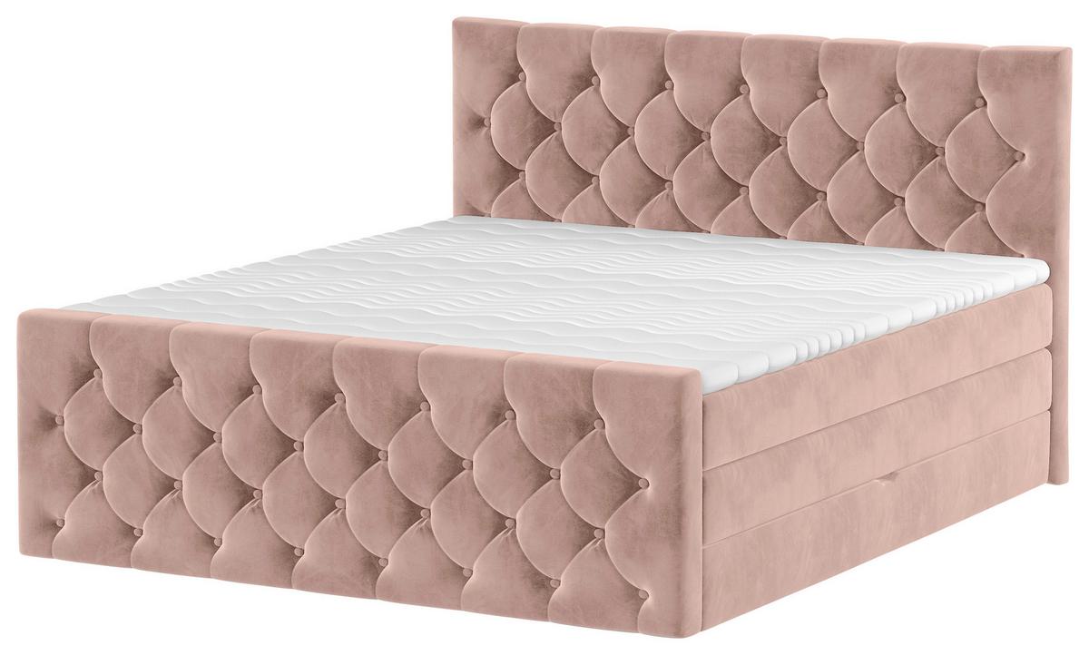 Boxspringbett Swing 14 Altrosa 140x200 Cm H2 - Beige/Schwarz, ROMANTIK / LANDHAUS, Textil (140/200cm) - James Wood