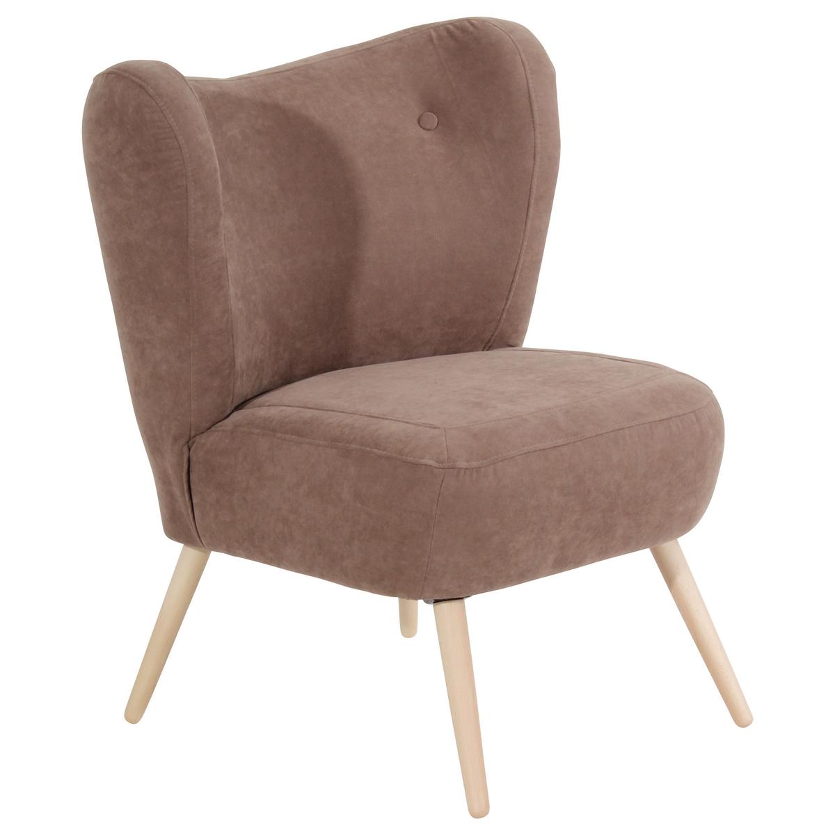 Polstersessel Sari Velours Hellbraun - Hellbraun/Naturfarben, Design, Textil (70/86/69cm) - Max Winzer