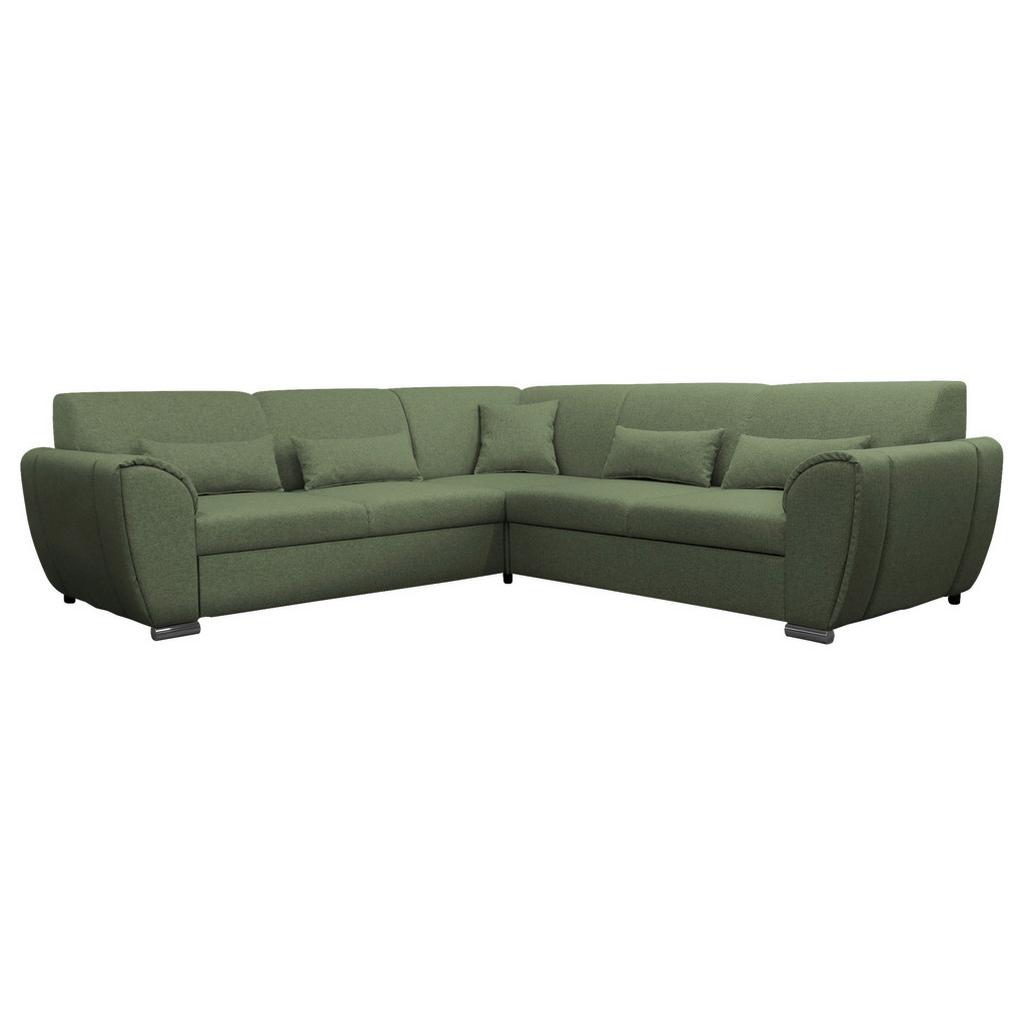 Ecksofa DELUX Grün mit Schlaffunktion Ottomane rechts
