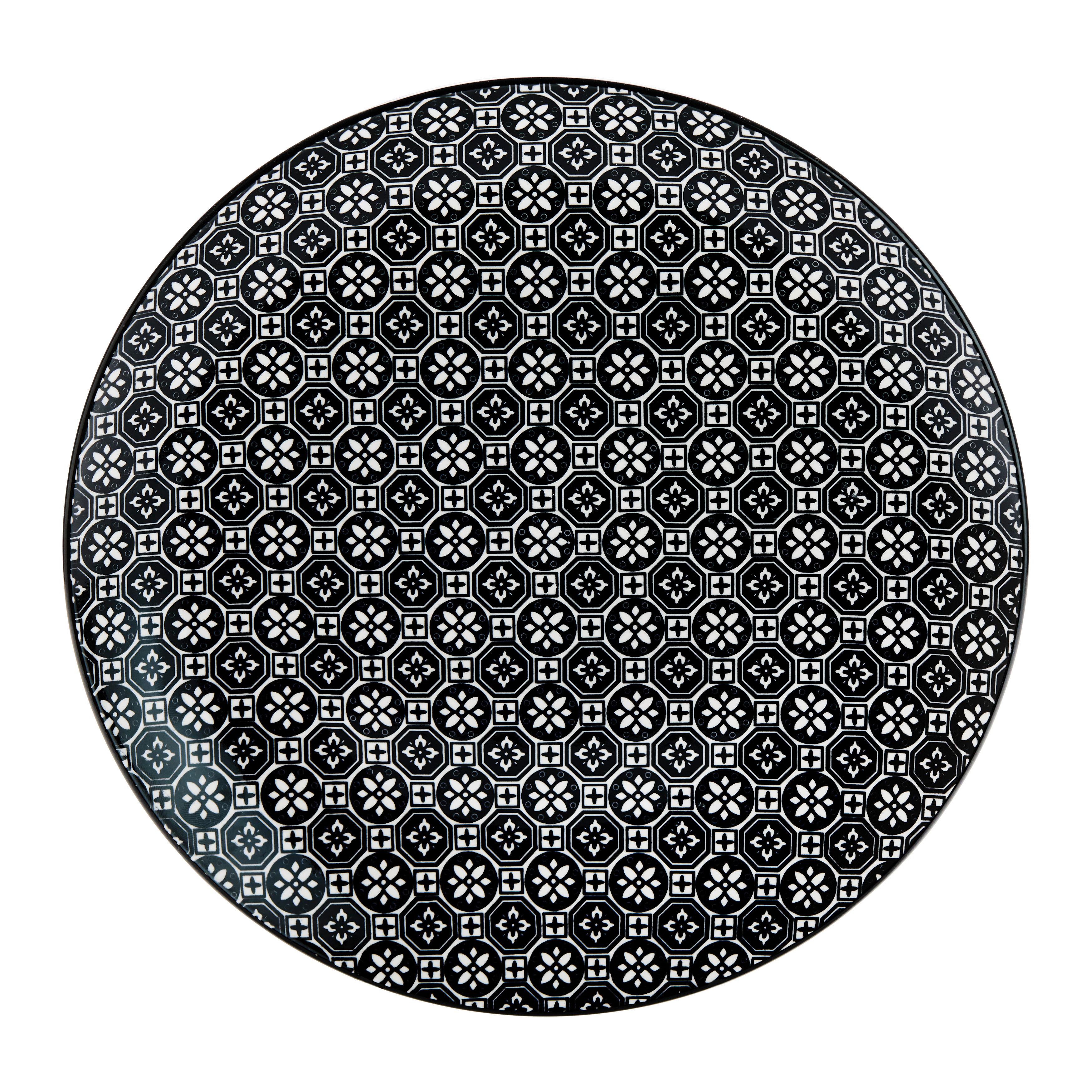 Mělký talír SHIVA - bílá/černá, Lifestyle, keramika (27/2,5cm) - Mömax