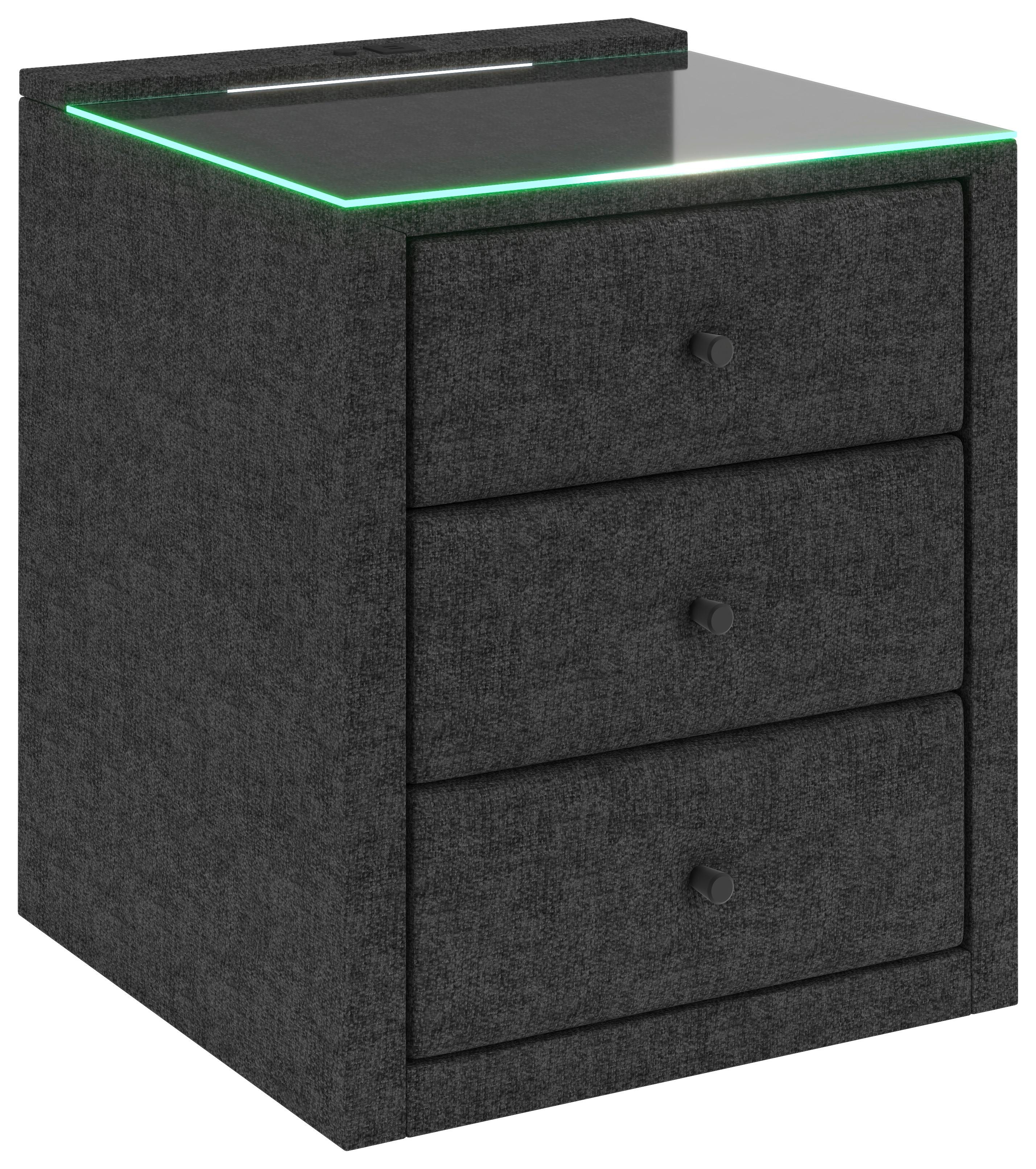 Nočný stolík UNIVERSAL antracitová - antracitová, Konventionell, kompozitné drevo/textil (48/68/45,5cm) - Premium Living