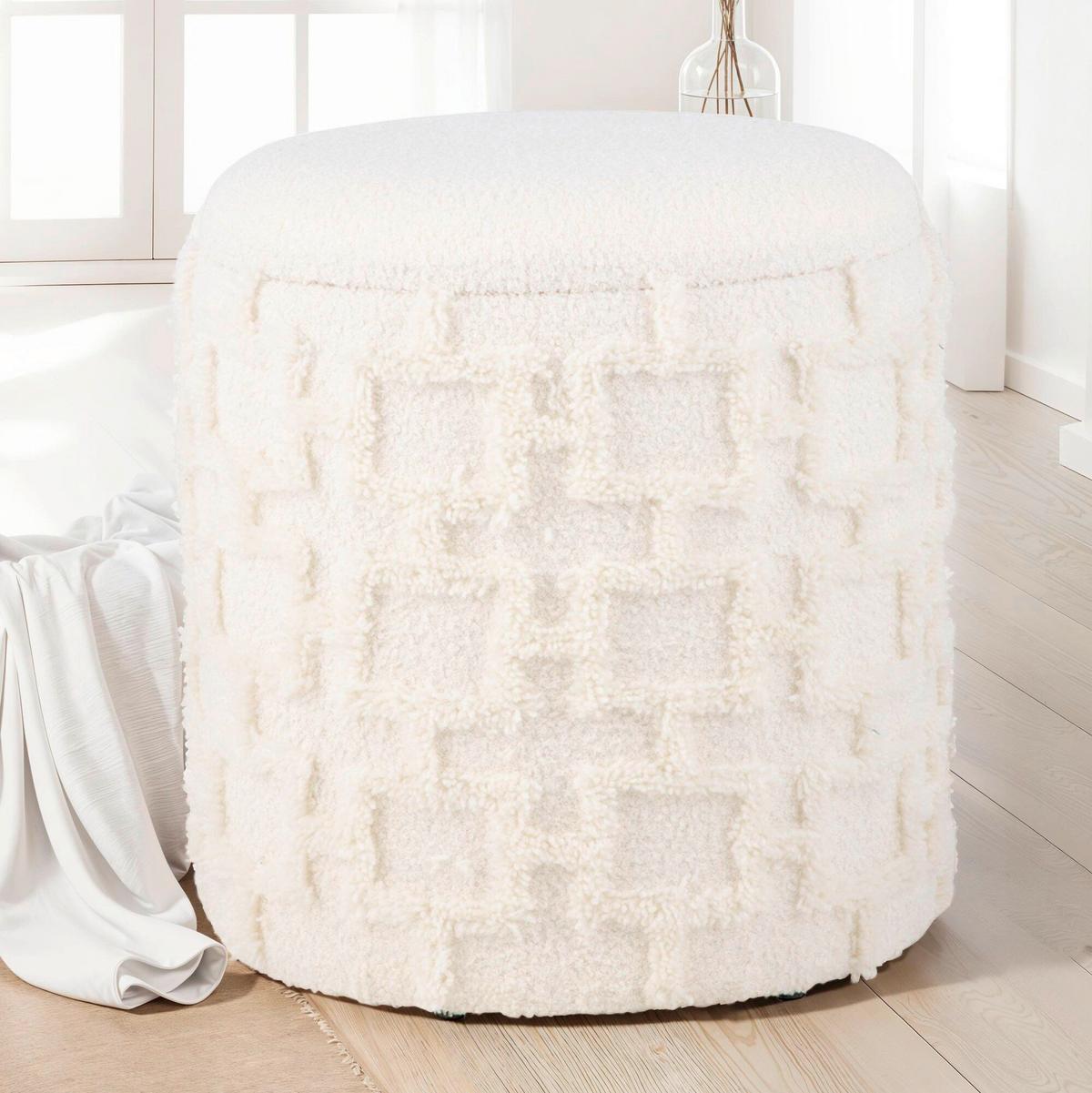Hocker Creme B: 40cm - Creme, Basics, Textil (40/45/40cm) - Livetastic