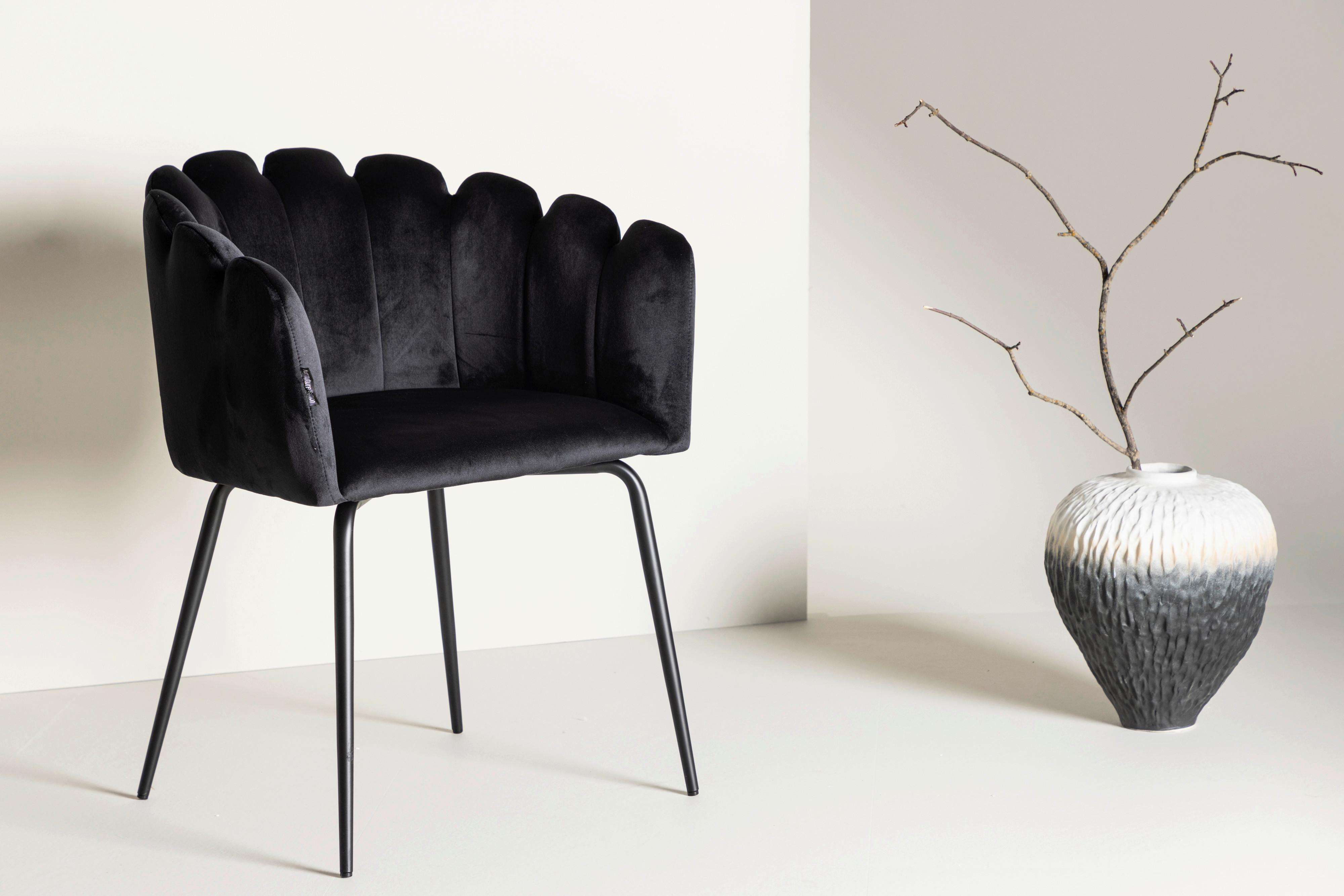Stuhl Limhamn - Schwarz, Design, Textil/Metall (61/76.56/54cm) - Livetastic