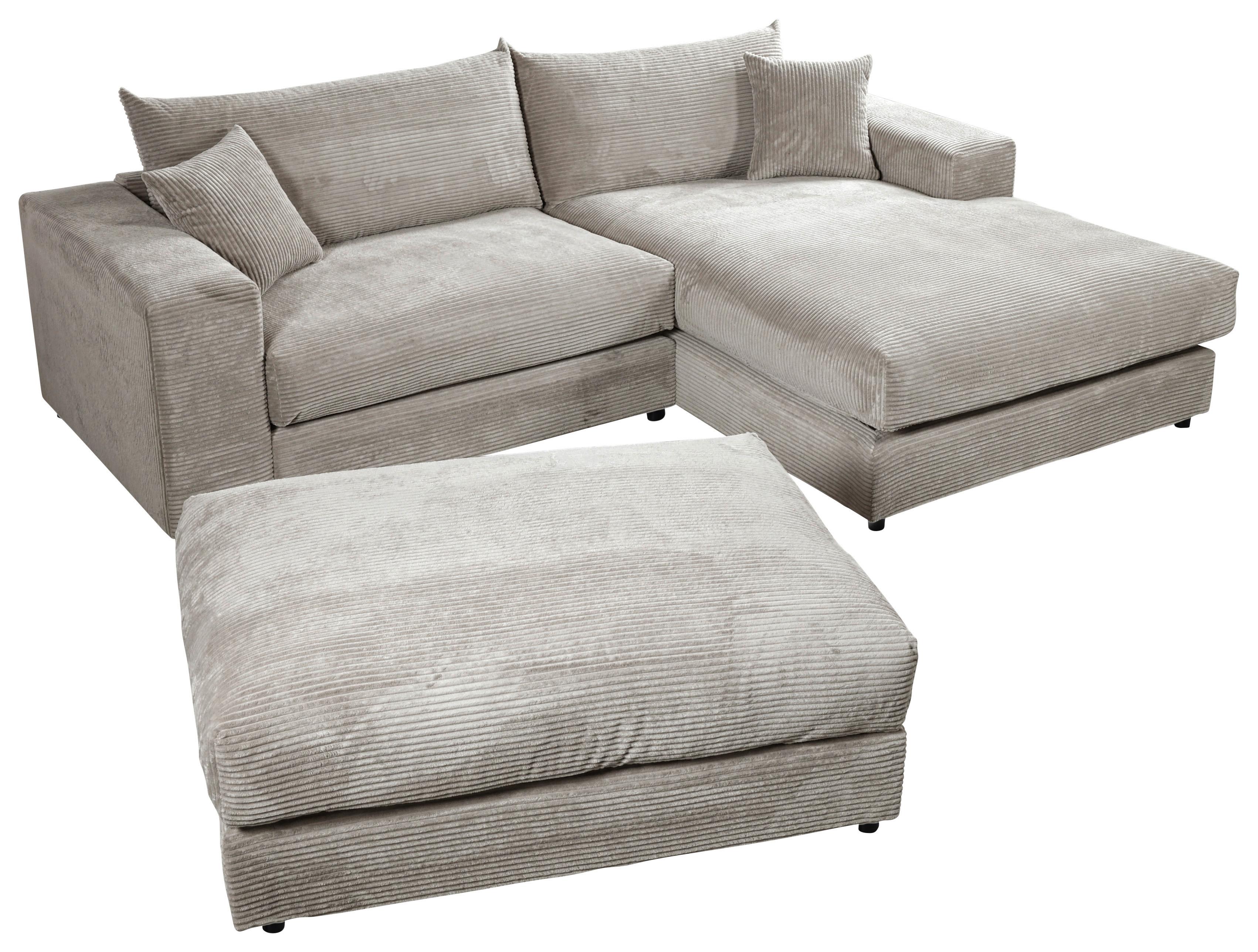 Ecksofa Funny S Rechts Grau mit Hocker S: 265x180 cm - Schwarz/Grau, Basics, Textil (265/180cm) - Livetastic