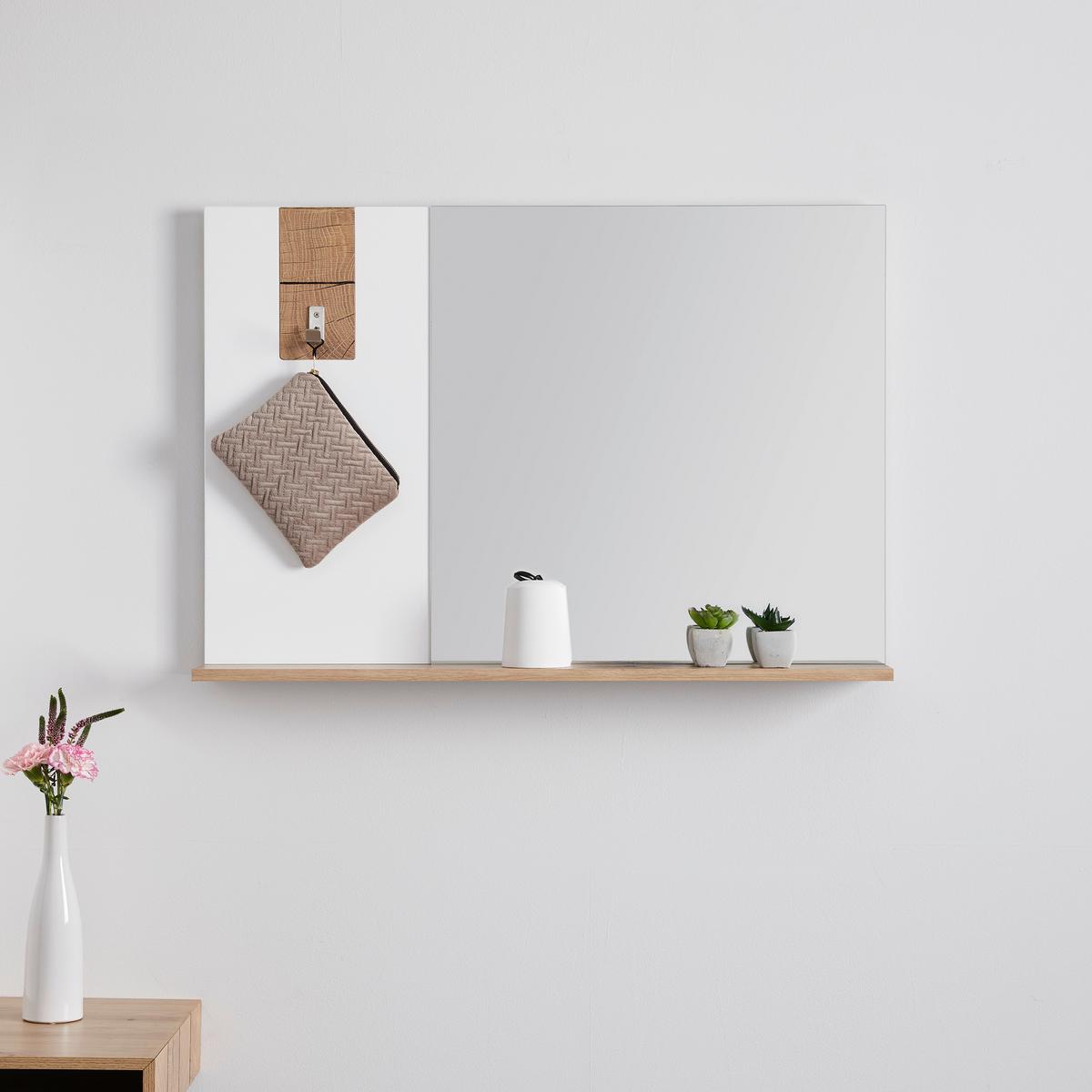 Zrcadlo CARA - bílá/barvy dubu, Moderní, sklo (90/62/15cm) - Bessagi Home