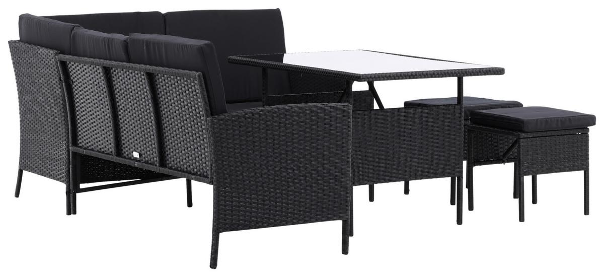 Gartenmöbel Set 4-Tlg Knock Kunststoff mit Kissen - Schwarz, KONVENTIONELL, Kunststoff - Gardenson