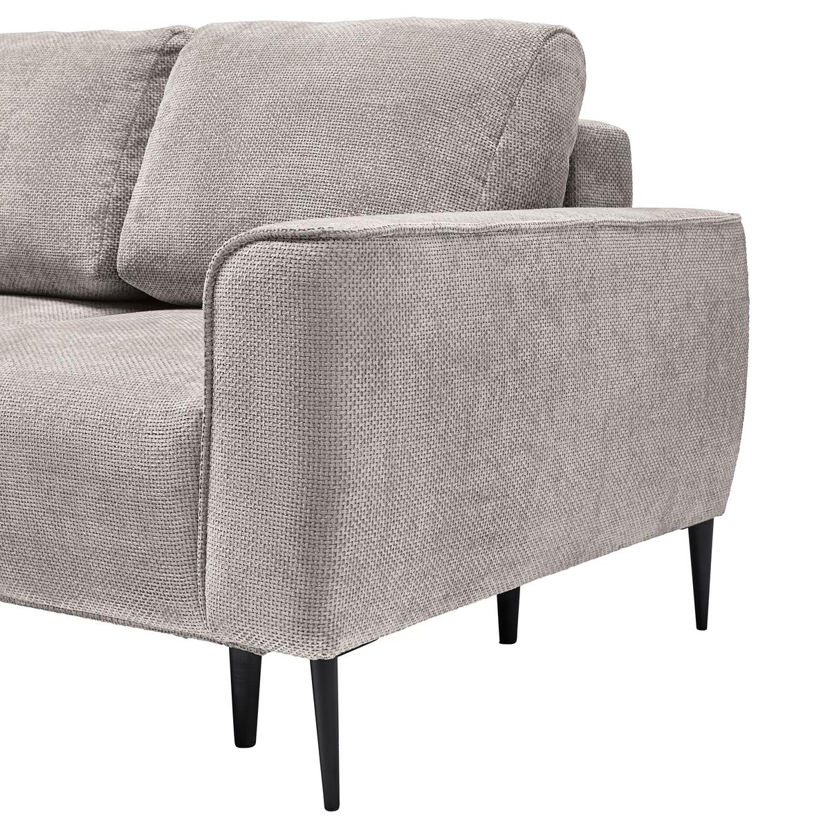 Rohová sedačka CUSTOM, ľavá, svetlosivá ženilka - čierna/svetlosivá, Modern, kov/textil (164/85/255cm) - Mömax
