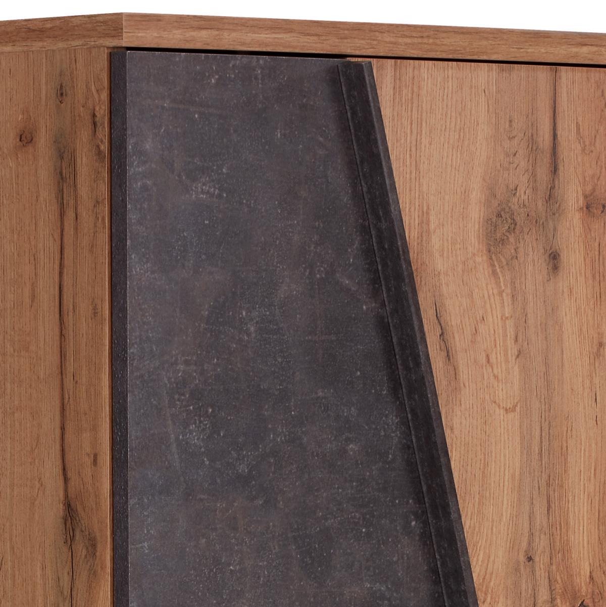 Highboard B: 77 Cm Venedig, Wotan Eiche Dekor/betonoptik - Eichefarben/Dunkelgrau, MODERN, Holzwerkstoff (77/134/37cm)