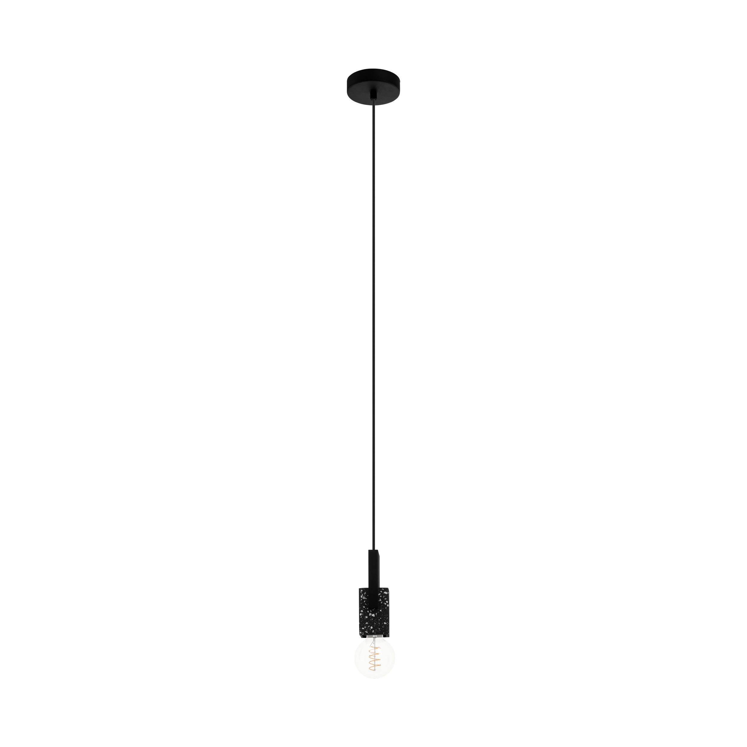 Hängeleuchte Lobatia H: 110 cm 1-Flammig, Schwarz - Schwarz, Basics, Holz/Metall (10,5/110cm) - Eglo