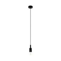 Hängeleuchte Lobatia H: 110 cm 1-Flammig, Schwarz - Schwarz, Basics, Holz/Metall (10,5/110cm) - Eglo