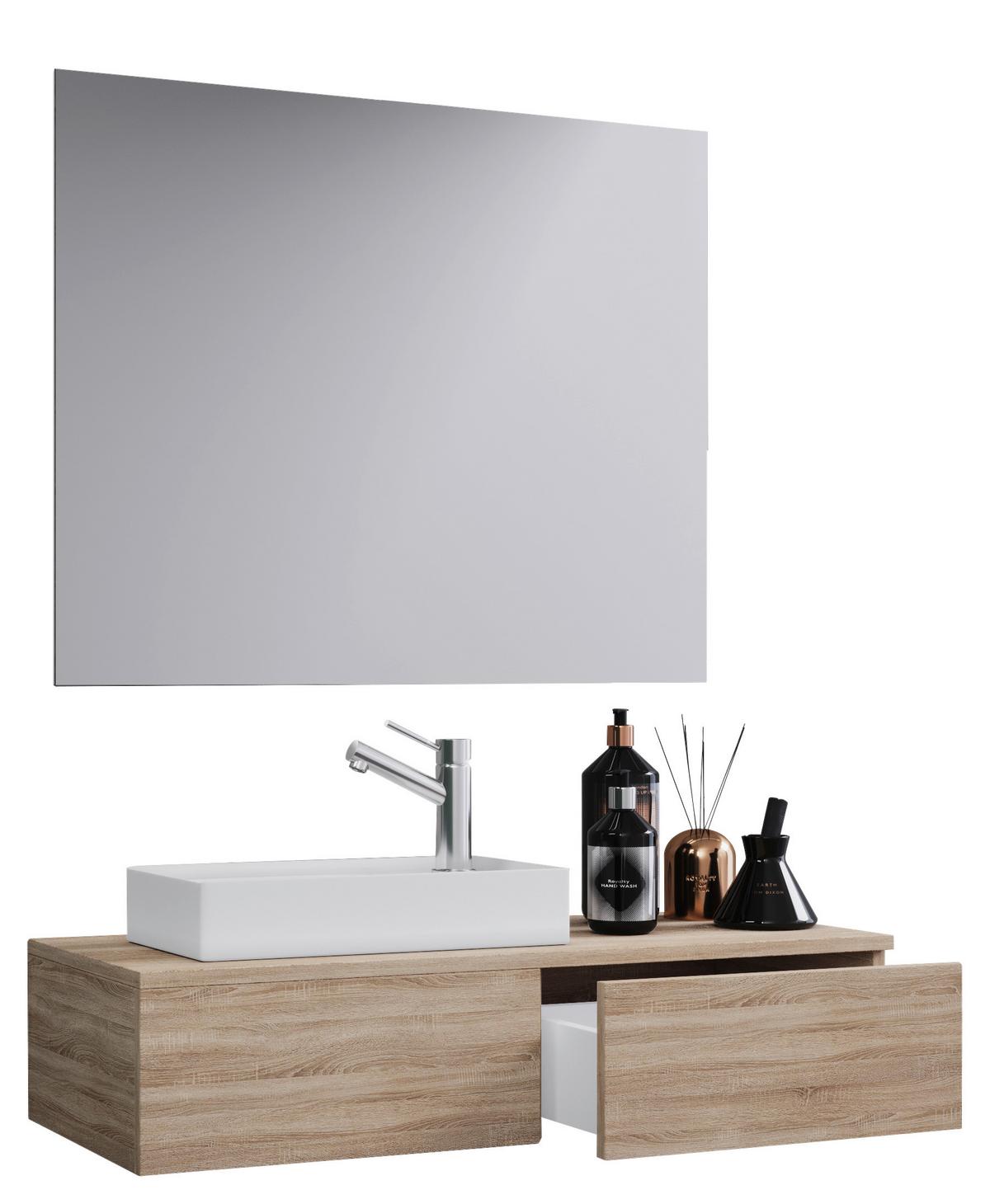 Badezimmer Gudas Sonoma Eiche B: 85 Cm - Weiß/Sonoma Eiche, MODERN, Keramik/Holzwerkstoff (85cm) - MID.YOU
