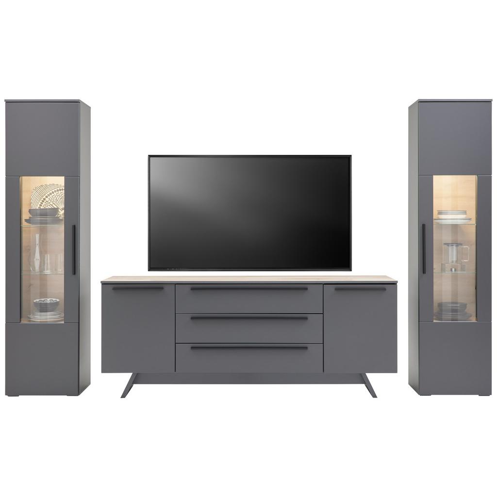 Wohnkombination Modern 3-tlg. Atlanta Grau/eiche Dekor