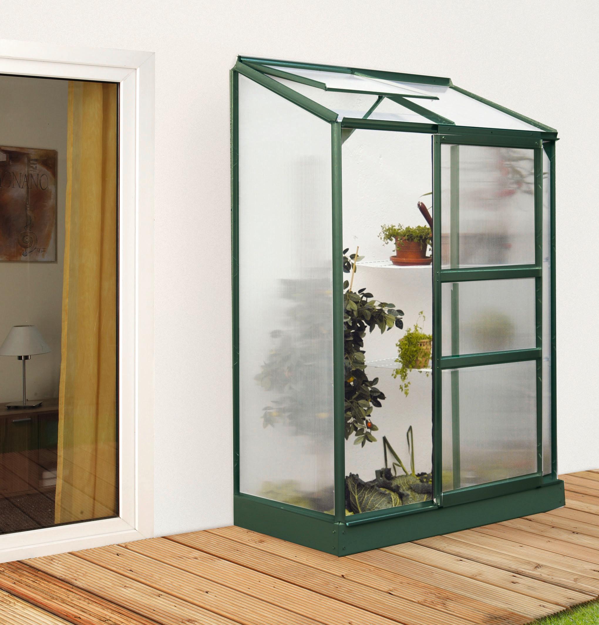 Anlehn-Gewächshausbausatz Ida 900 Hkp 4mm, Smaragd