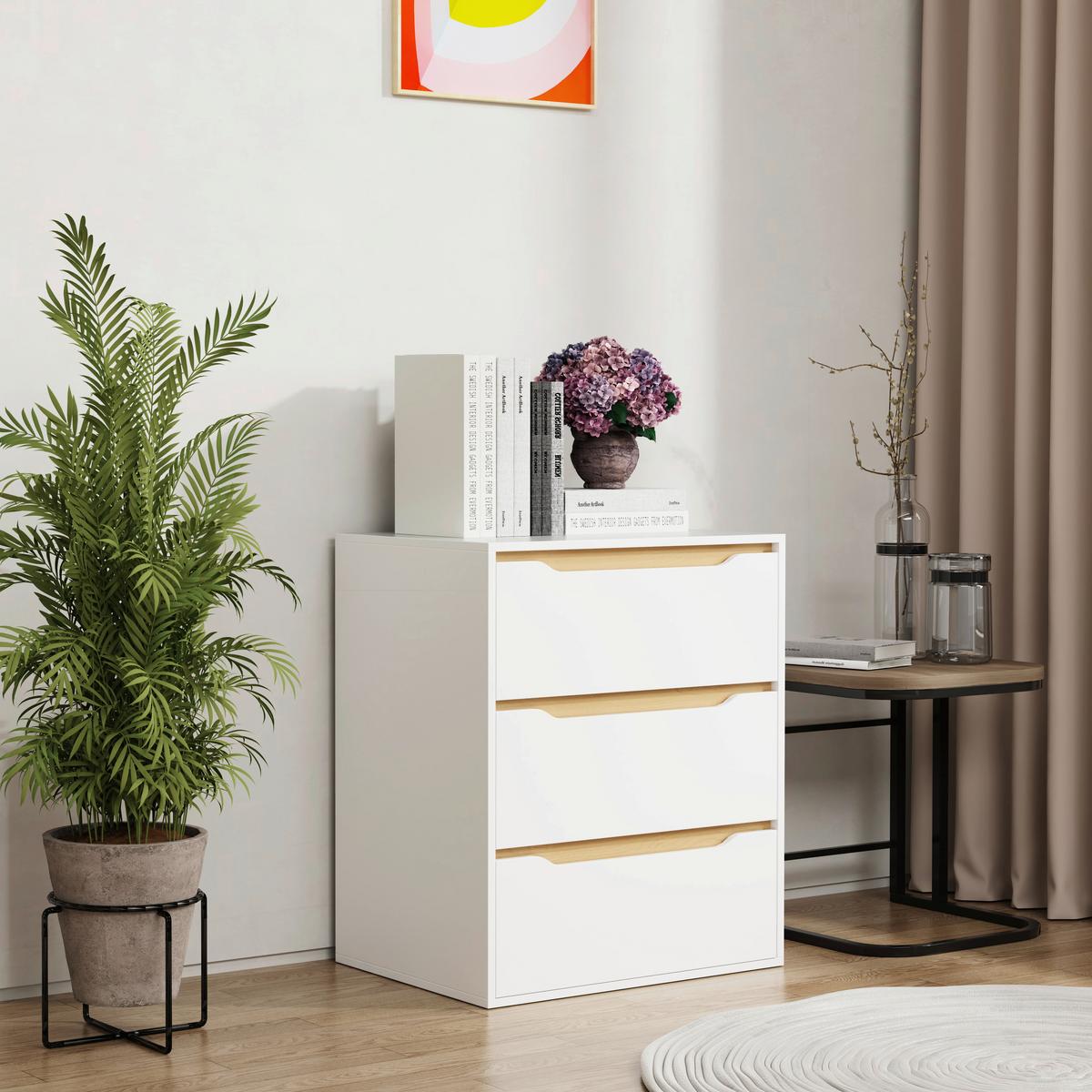 Kommode Malira Weiß, Eiche Dekor B:65cm - Honigeiche/Weiß, Design, Holzwerkstoff (65/78/48cm) - MID.YOU